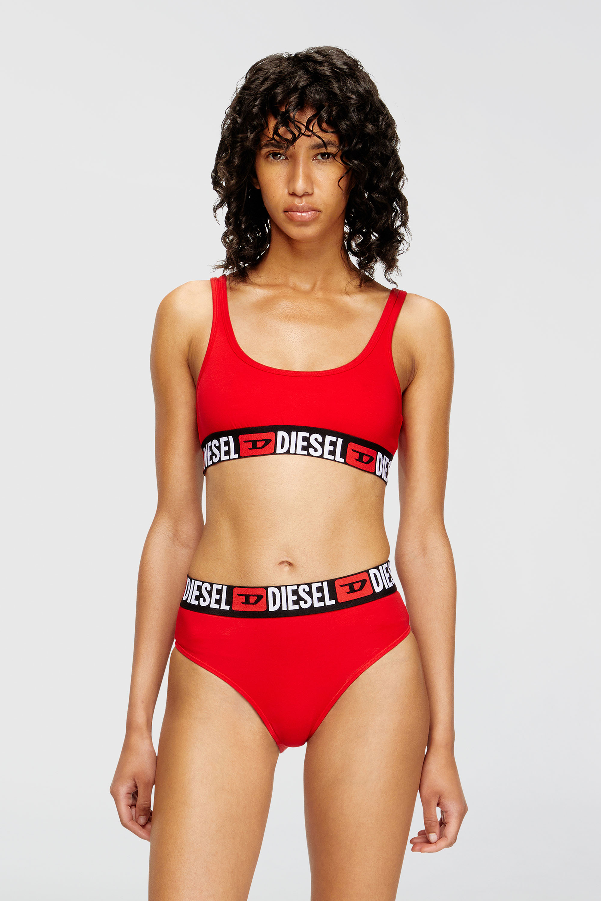 Diesel - UFSB-ORIBA, Woman's Cotton bralette with logo in Red - 1