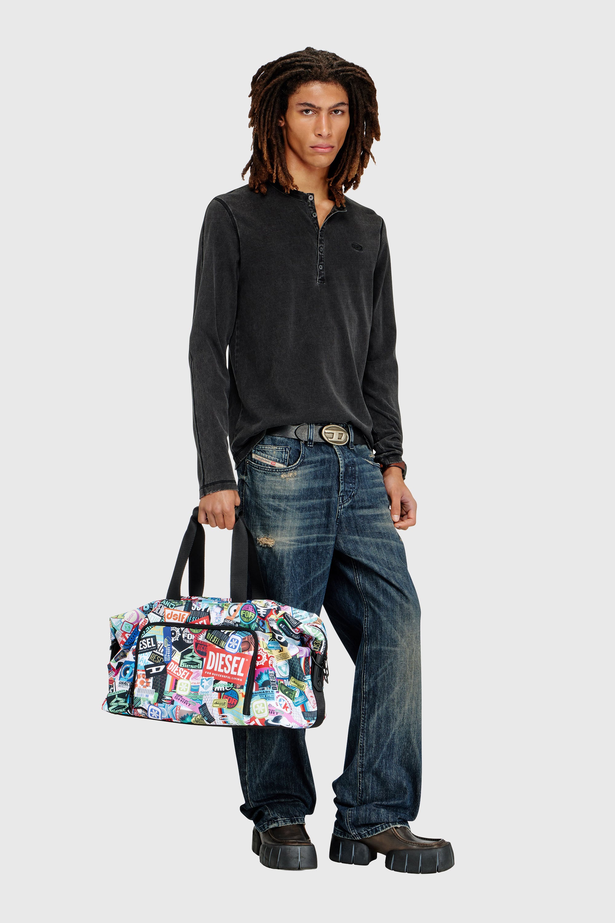 Diesel - DIESEL PC PRINTED DUFFLE-STICKERS- DSB00, Unisex's Pratical duffle bag with stickers in Multicolor - 2