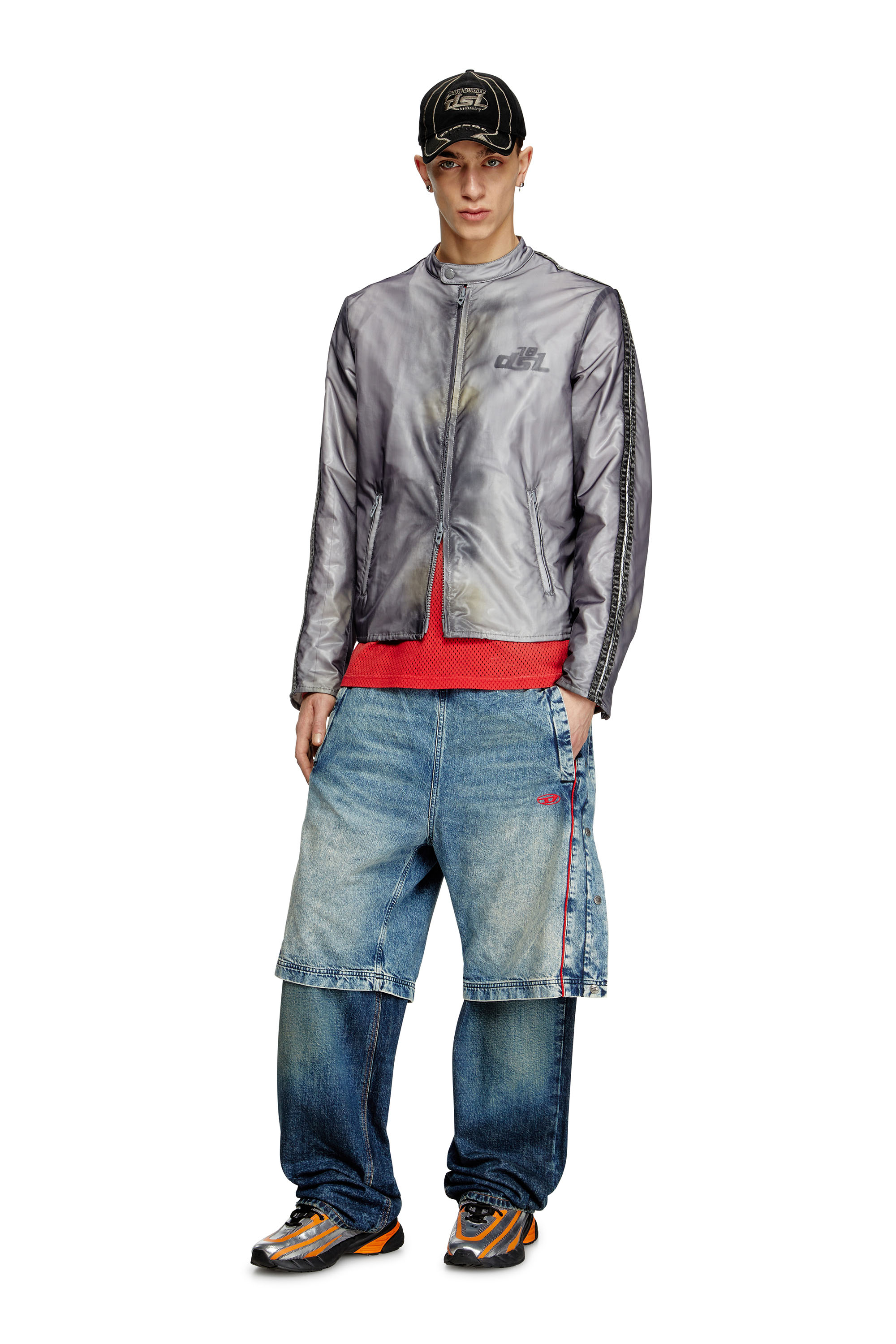 Diesel - J-POP, Man's Biker jacket with transparent effect in null - 2