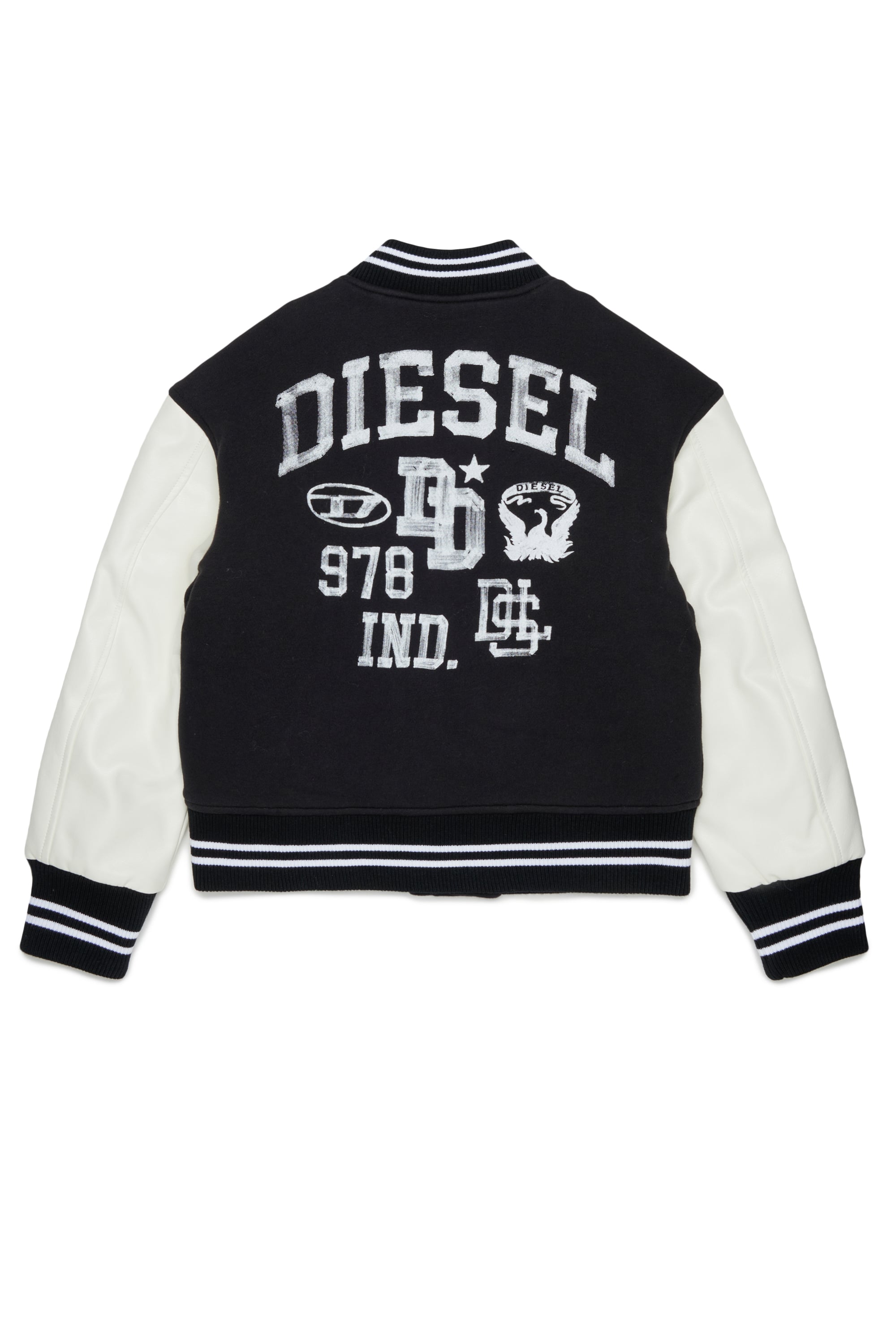 Diesel - JBAND, Man's Colour-block varsity jacket in Black - 2