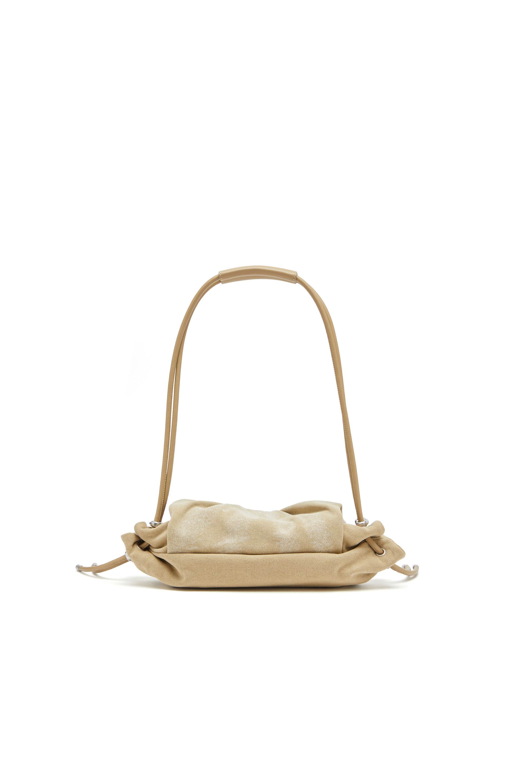 Diesel - SCRUNCH-D SHOULDER S, Woman's Scrunch-D S-Small shoulder bag in washed canvas in Beige - 3