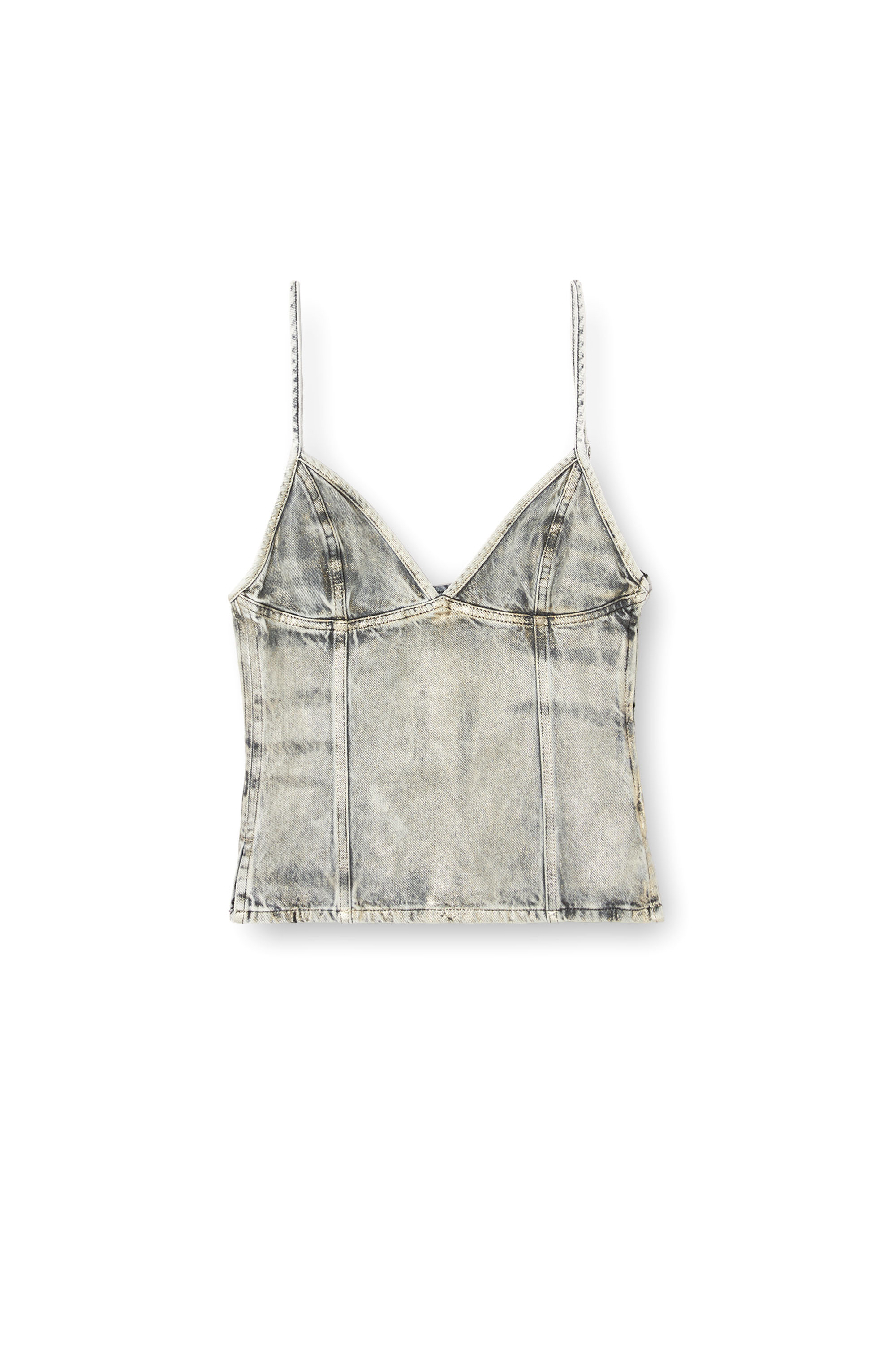 Diesel - DE-FULSY-S, Woman's Top in shiny coated denim in Light Grey - 3