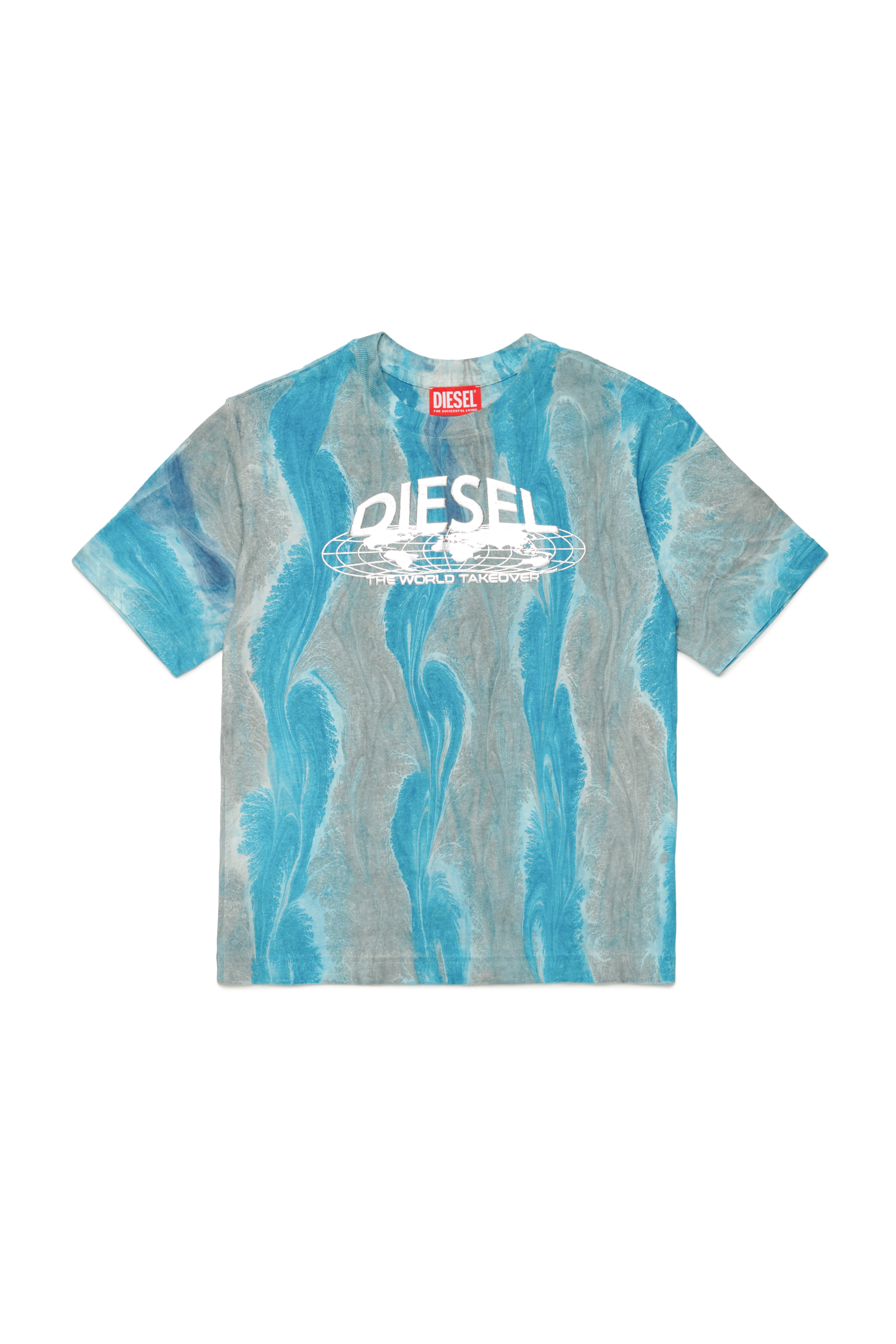 Diesel - TWASHL2 OVER, Unisex's T-shirt with wavy pattern in Grey/Blue - 1