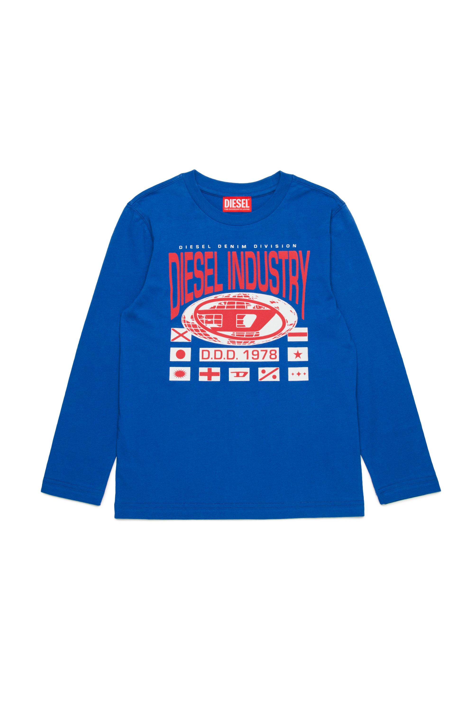 Diesel - TDIEGORL8, Man's Long-sleeve T-shirt with retro graphic in Blue - 1