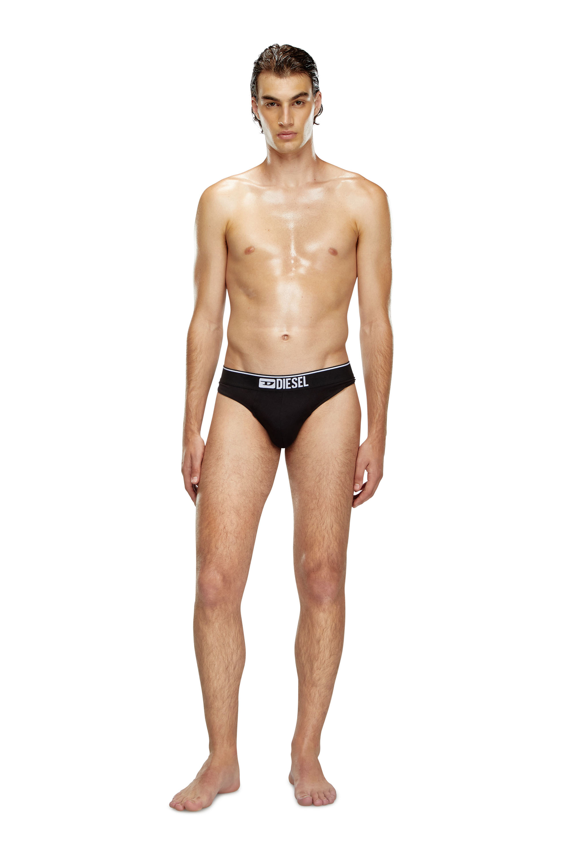 Diesel - UMBR-STRINGTHREEPACK, Man's Three-pack of thongs with logo waist in Black - 3