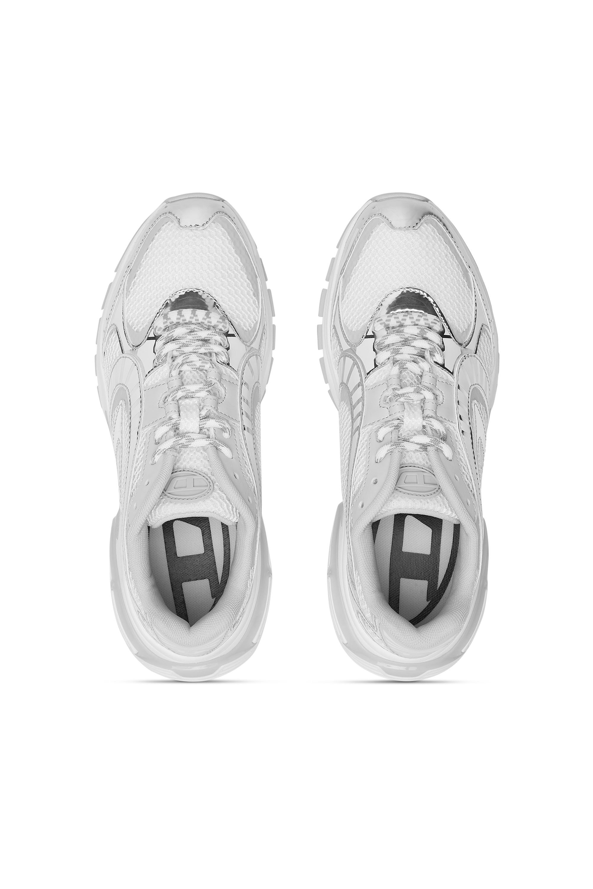 Diesel - S-PRO-V-DENSE LOW W, Woman's Metallic mesh sneakers with Oval D logo in White/Silver - 5