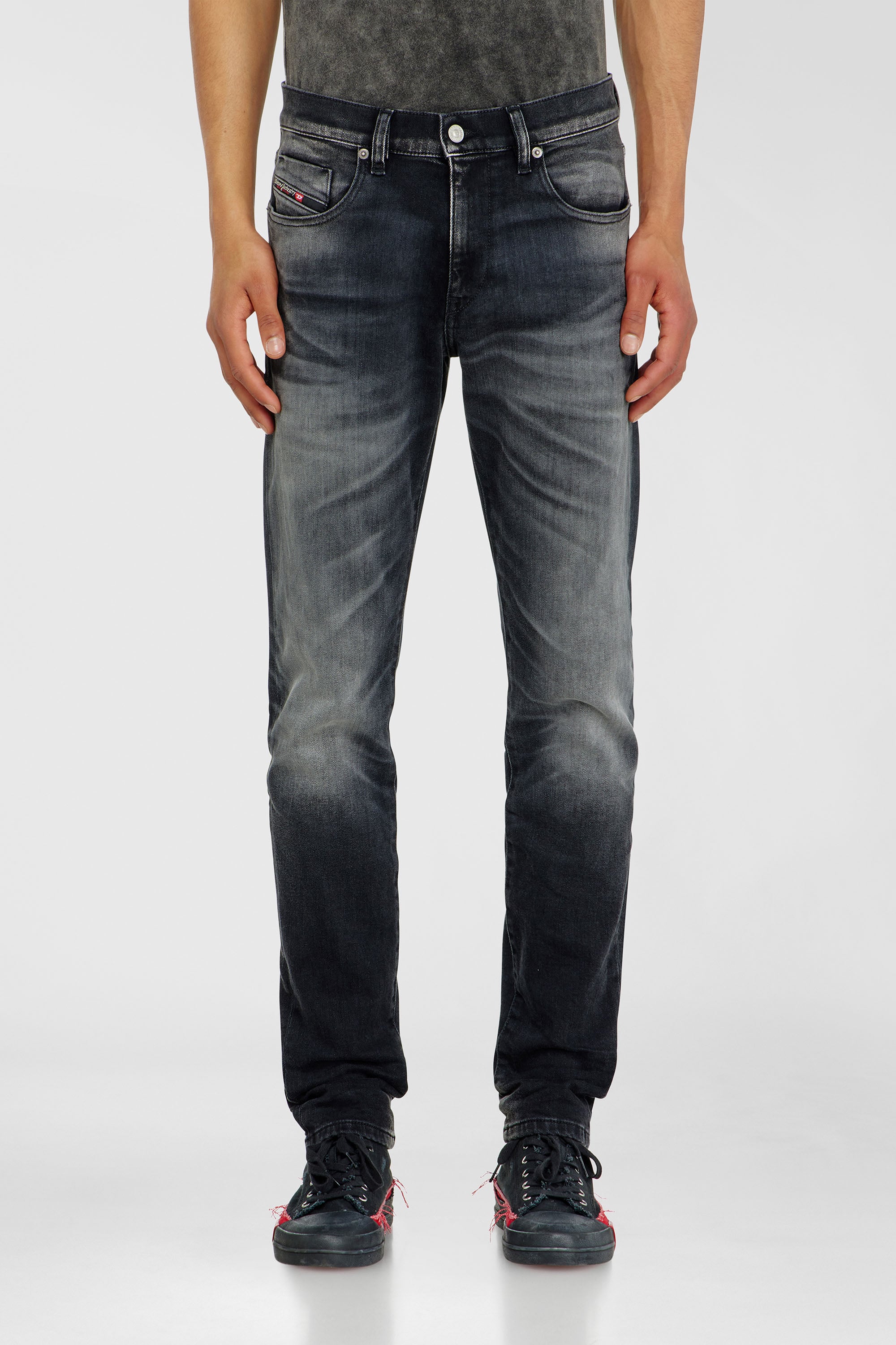 Diesel - Man's Slim Jeans 2019 D-Strukt 09P38, Black/Dark grey - 4