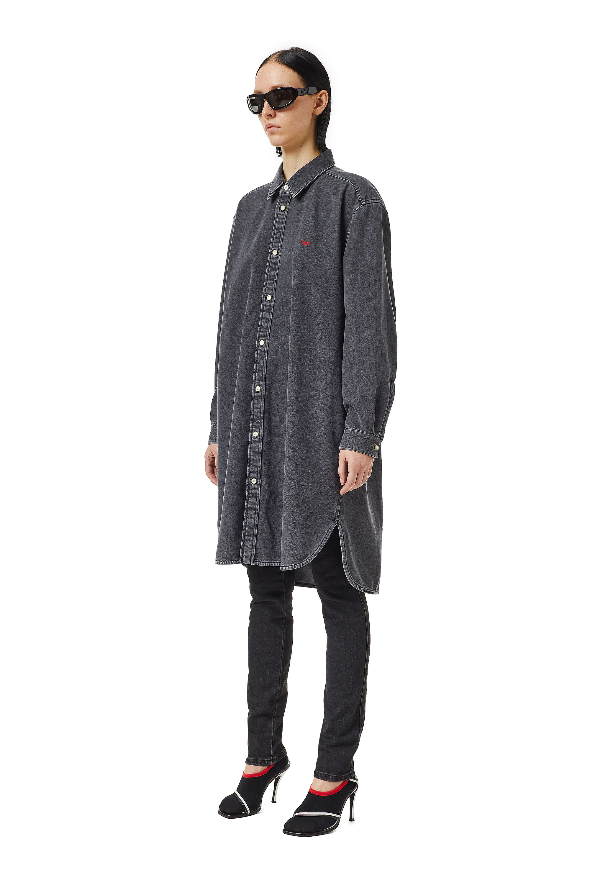 Diesel - DE-BLEX SHIRT DRESS, Black/Dark grey - Image 5