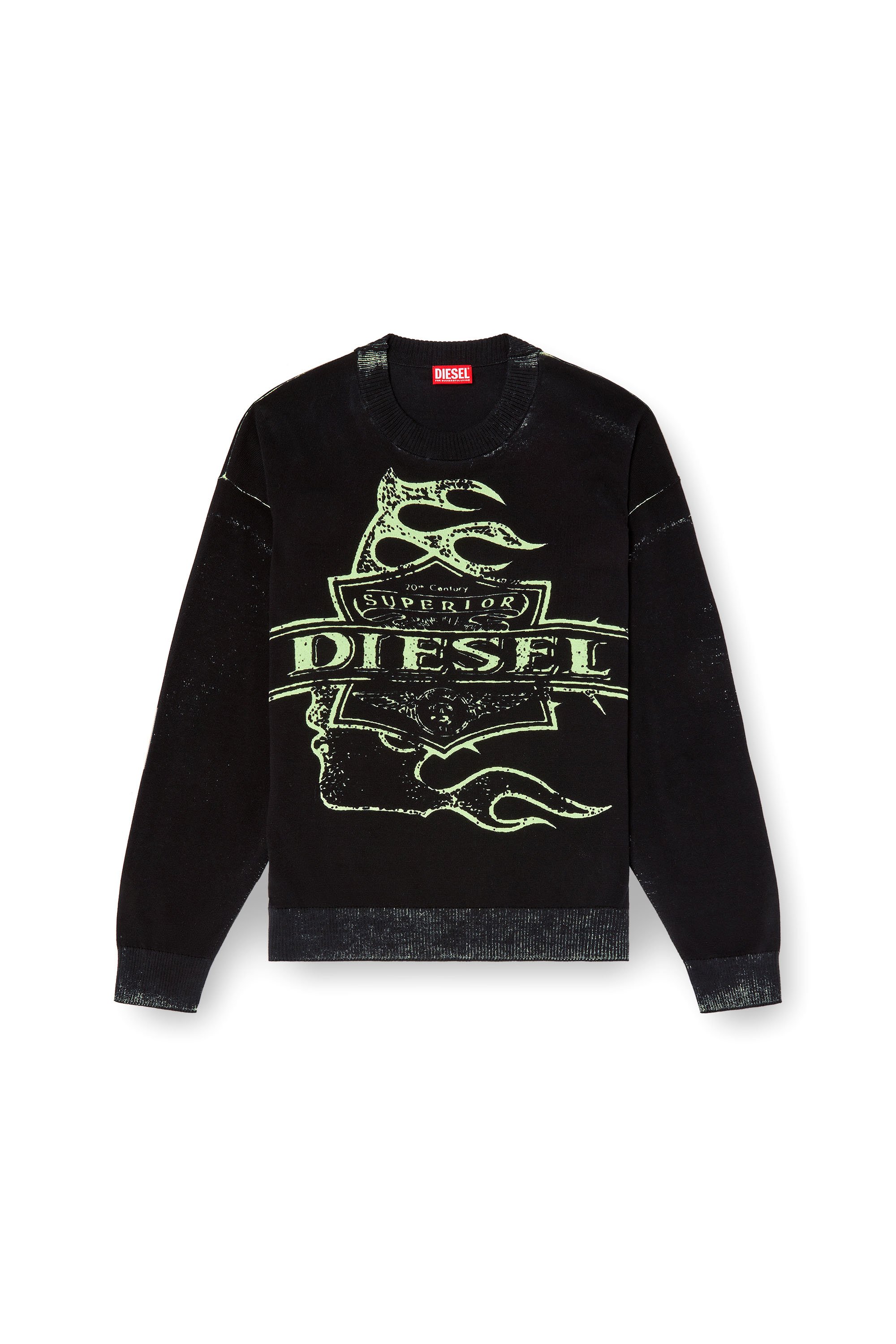 Diesel - K-BELEZ, Man's Reverse-print logo jumper in Black - 3