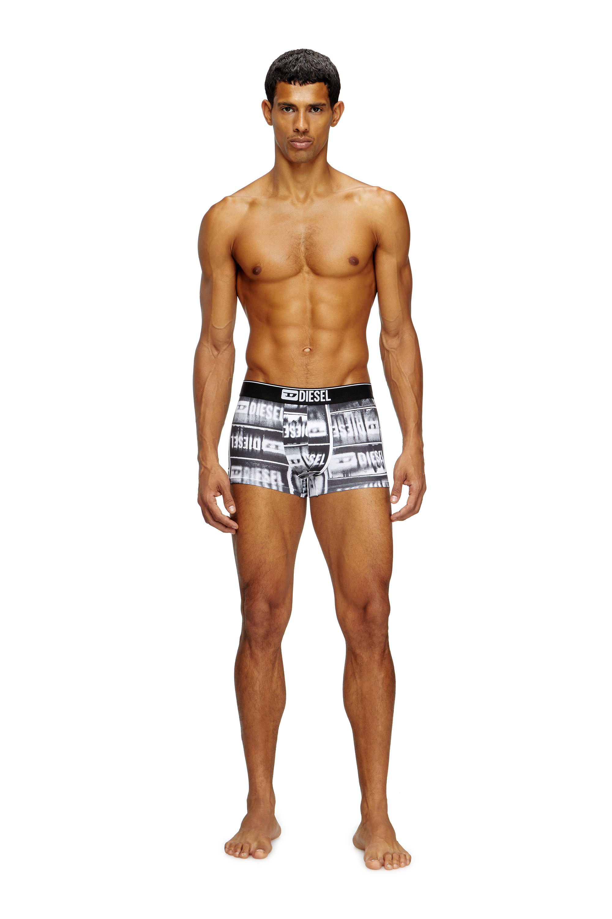 Diesel - DAMIEN-D-BOX, Man's Boxer briefs with faded logo print in Black - 1