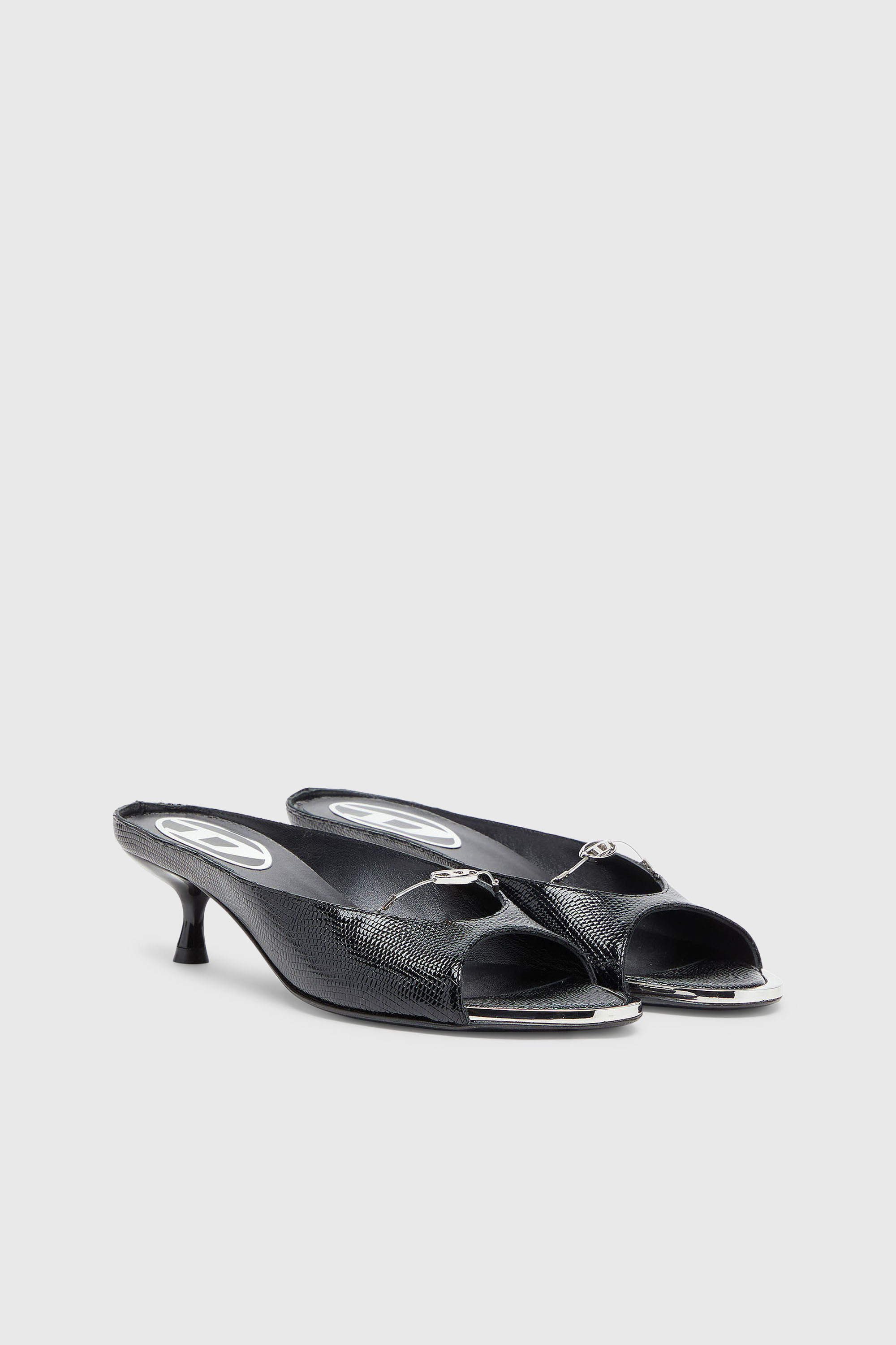 Diesel - D-DIAM'S-SA-40, Woman's D-Diam's - Leather mule with floating Oval D in Black - 2