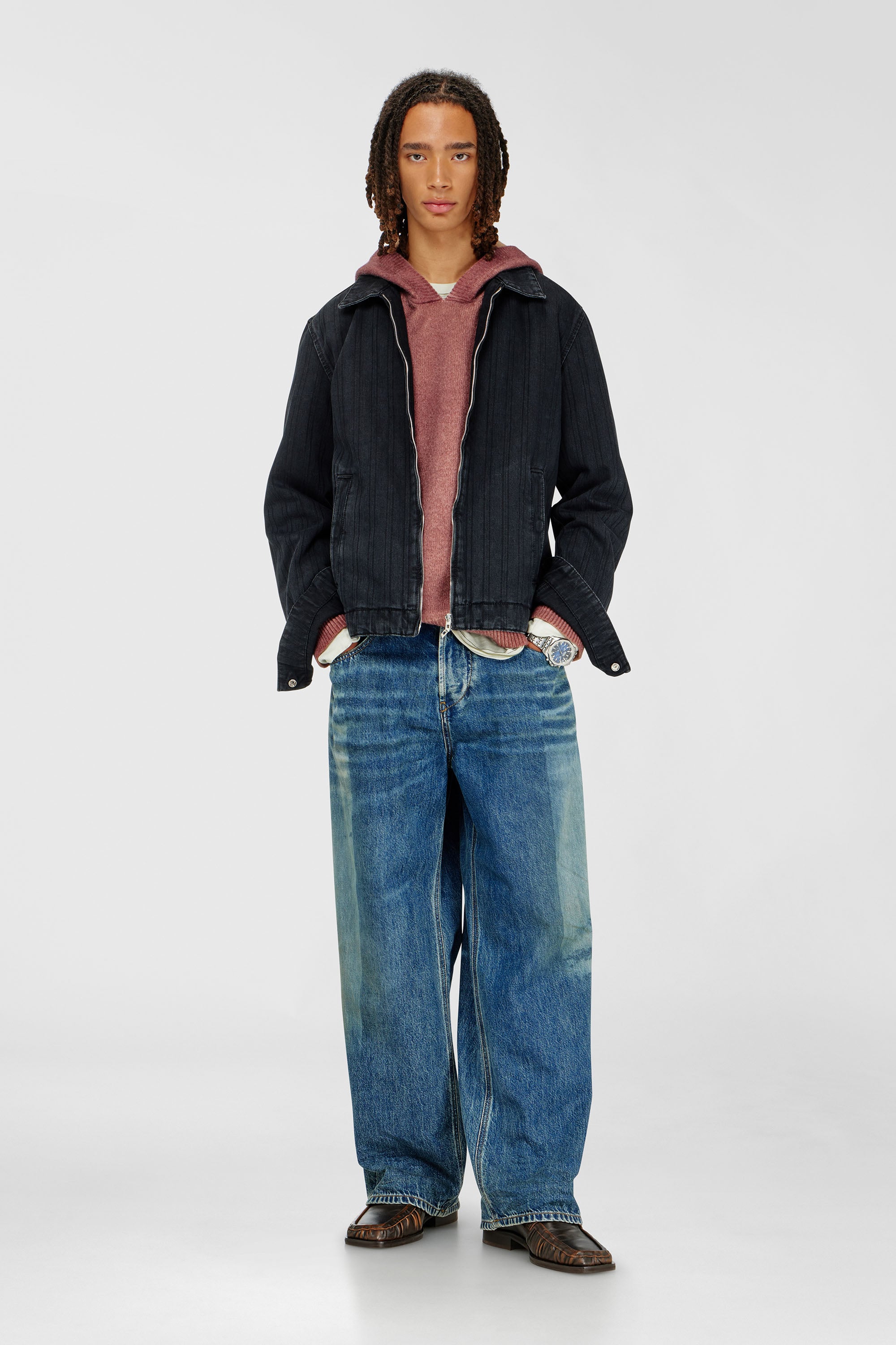 Jacket in pinstripe denim