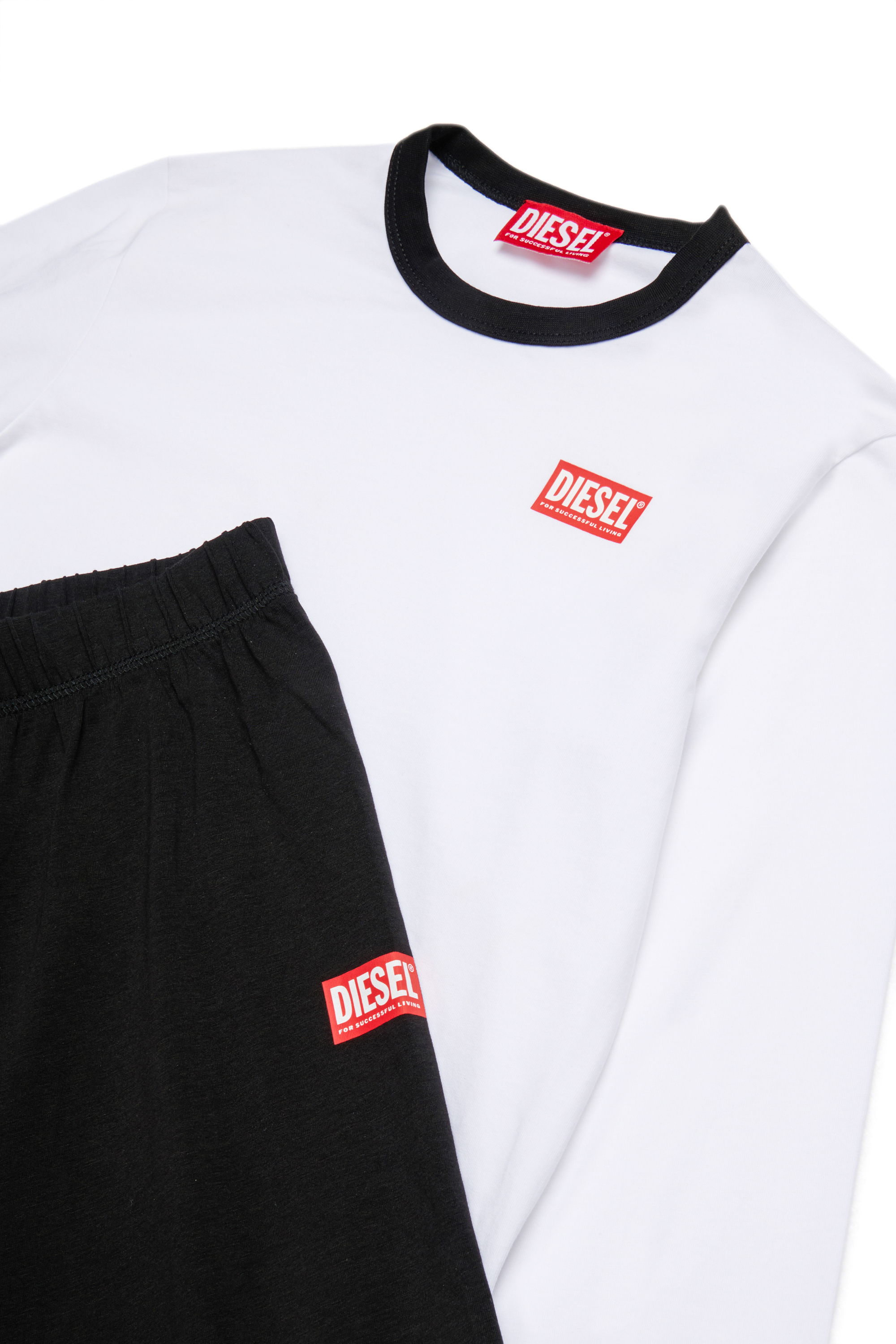 Diesel - UNPER, Man's Cotton pajamas with logo in Black/White - 3