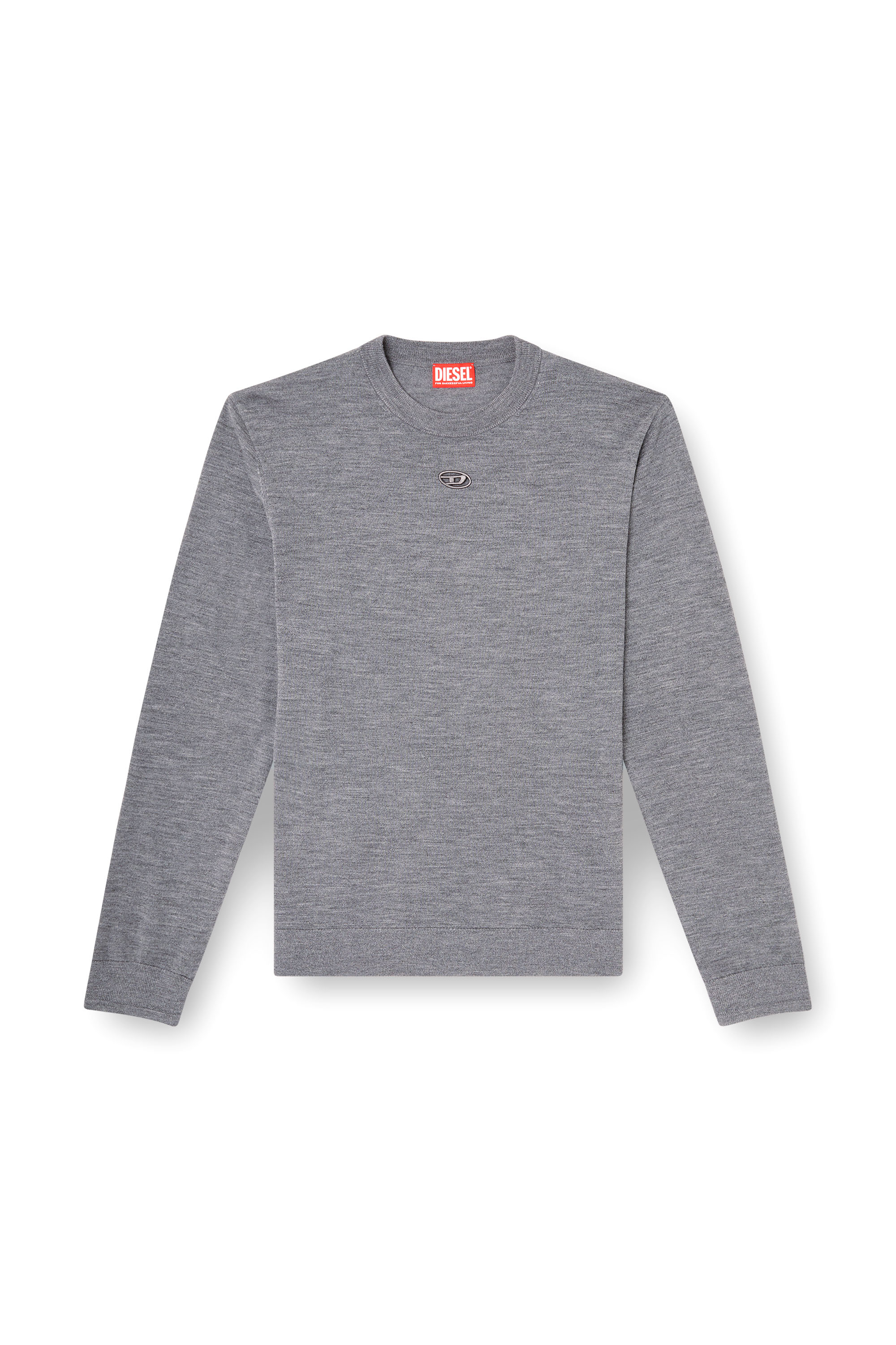 Diesel - K-VALIAM, Man's Wool jumper with cut-out logo in Grey - 2