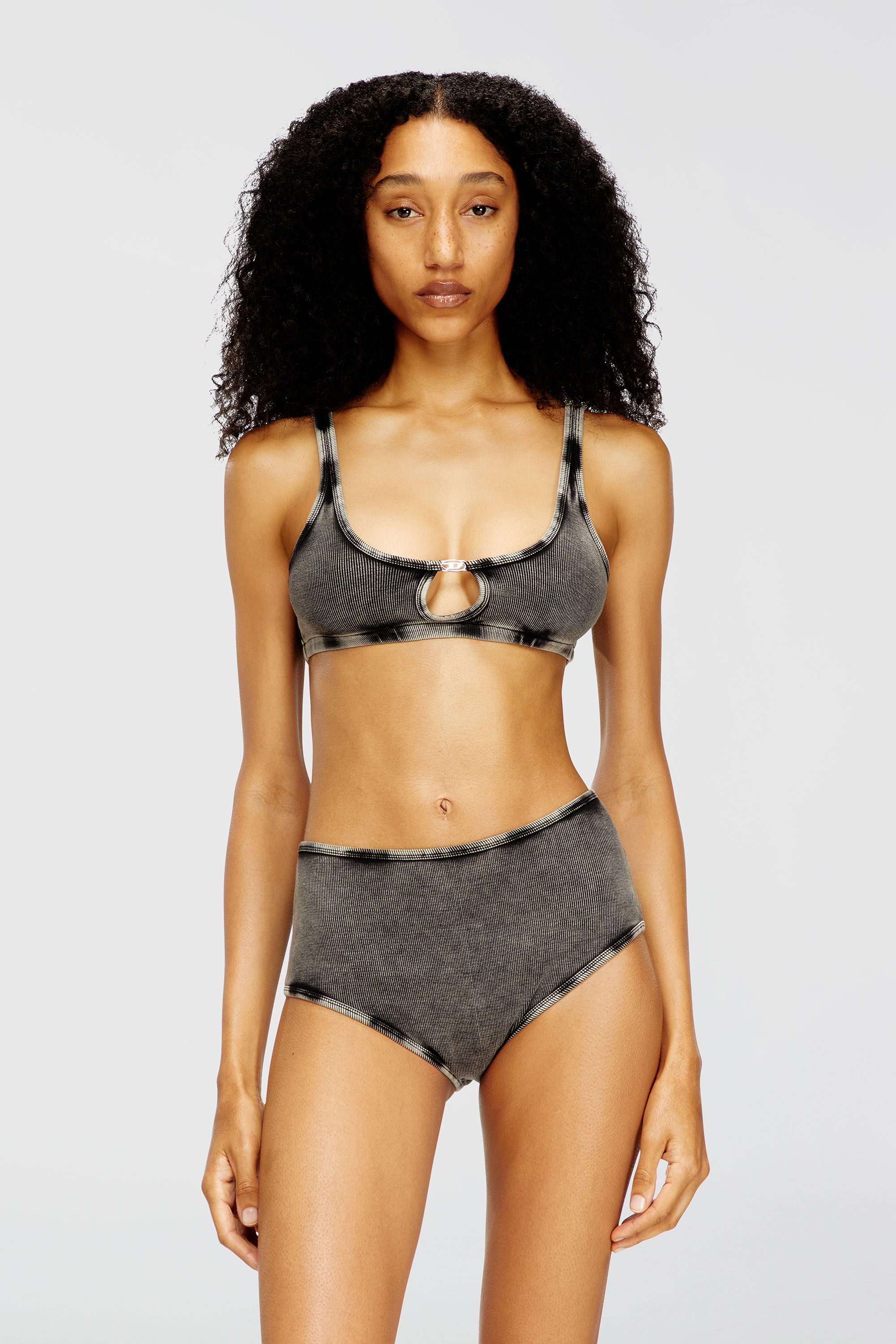 Diesel - FLORENCE-DNM, Woman's Bralette cotton rib with jewel Oval D in Grey - 1