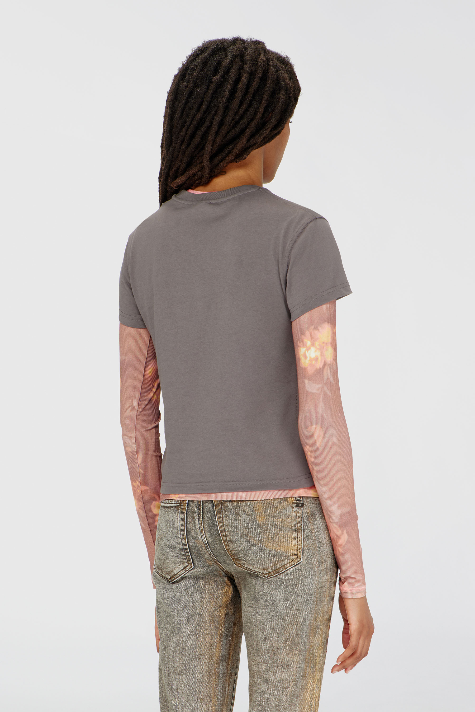 Diesel - T-ILA-AA4, Woman's T-shirt with logo print in Grey - 4