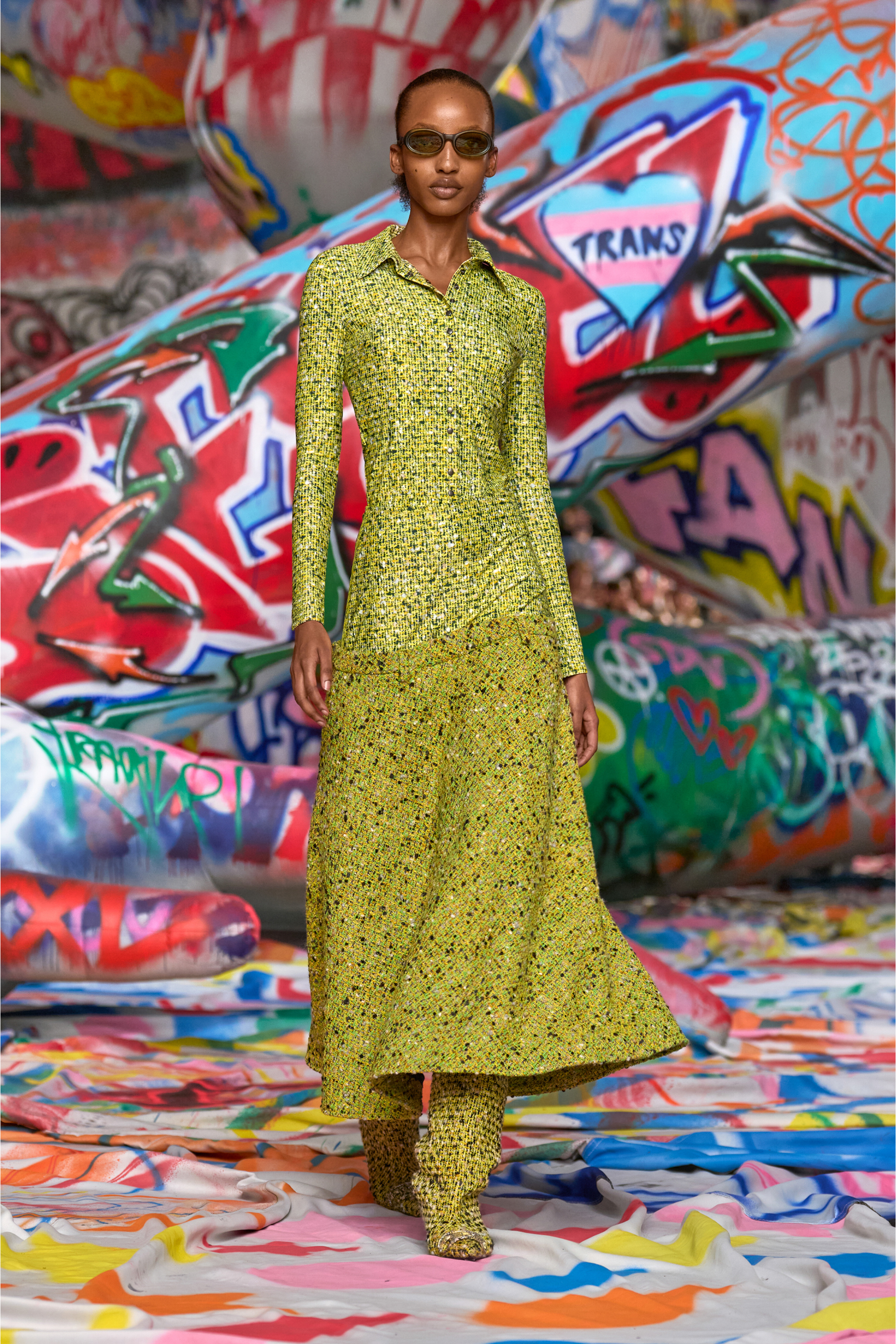 C-ELAZ-BC, Yellow Diesel - C-ELAZ-BC, Woman's Stretch fabric shirt with bouclé print in Yellow - 6