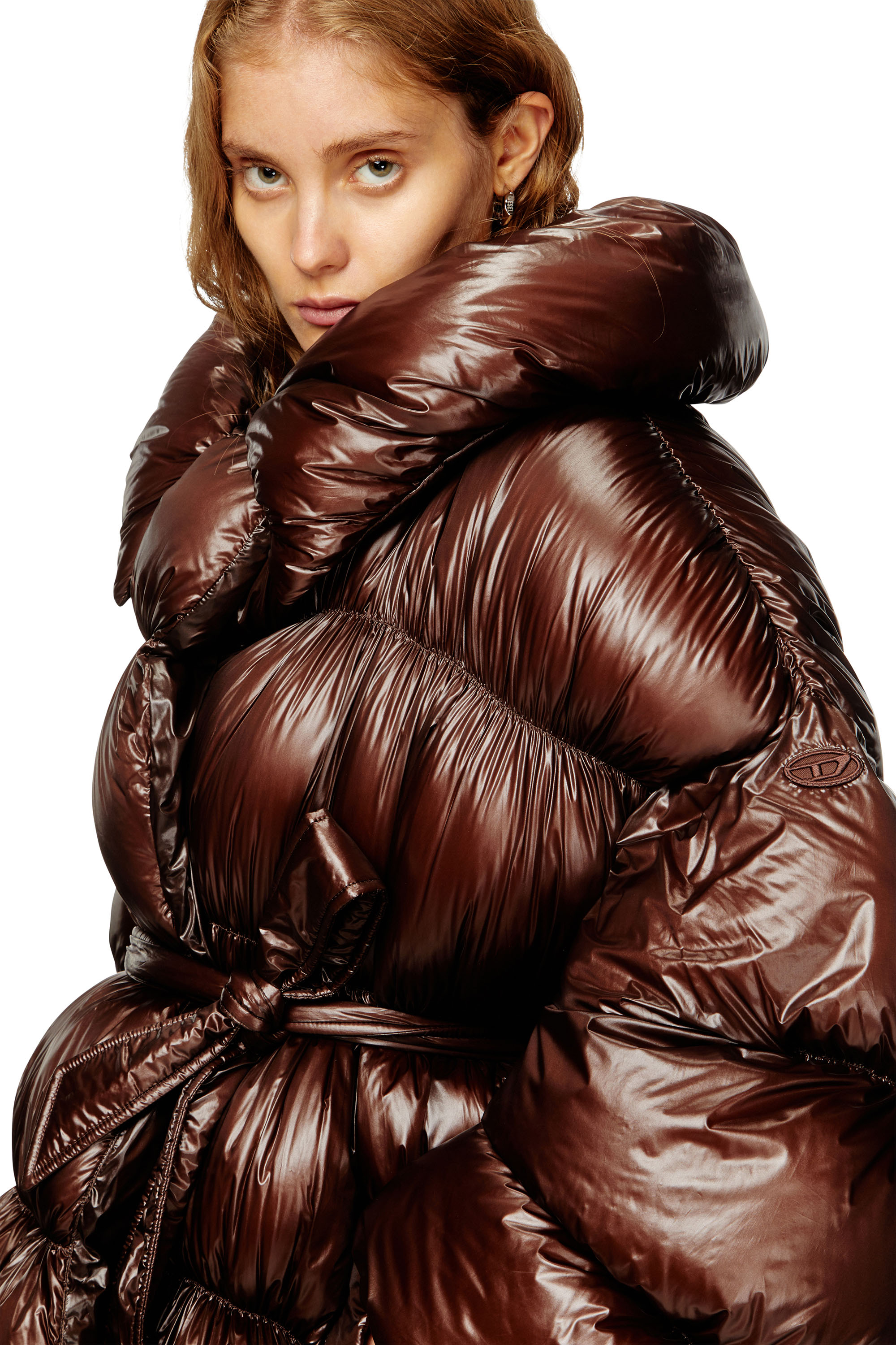 W-INONA, Brown Diesel - W-INONA, Woman's Short quilted down coat with belt in Brown - 5