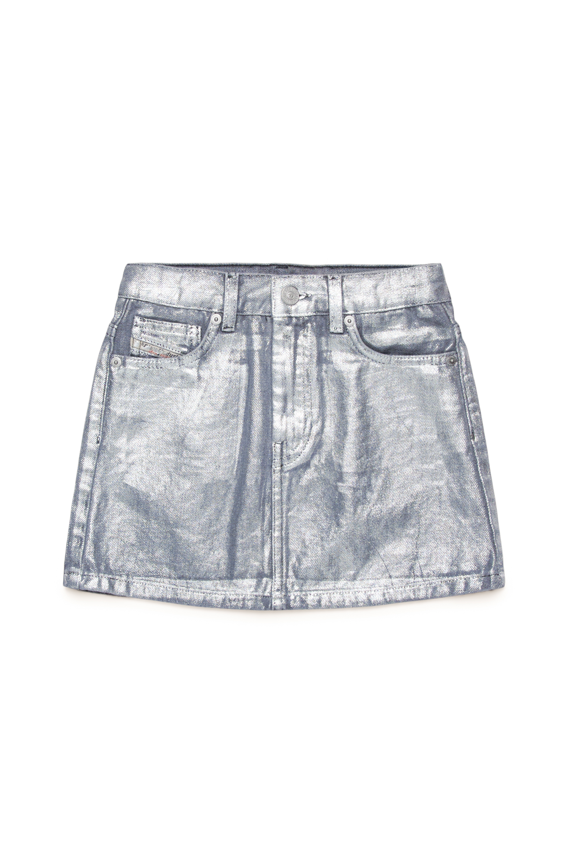 Diesel - GIANNA, Woman's Mini skirt in metallic coated denim in Silver - 1