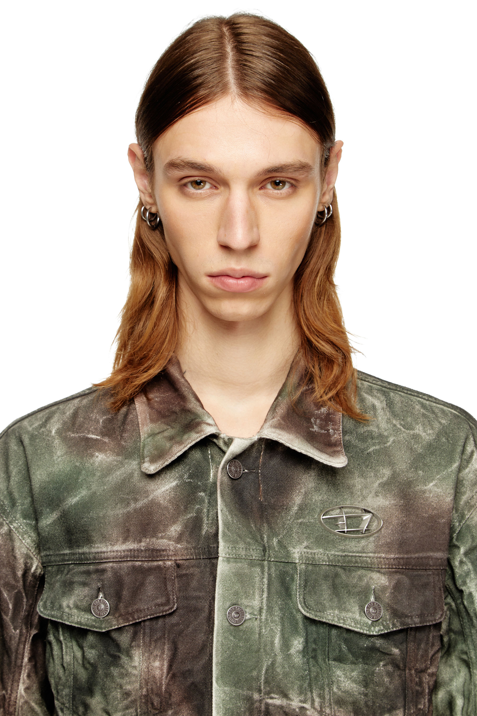 J-THUG-JKT, Brown/Green Diesel - J-THUG-JKT, Unisex's Trucker jacket in crinkled camo canvas in Brown/Green - 5