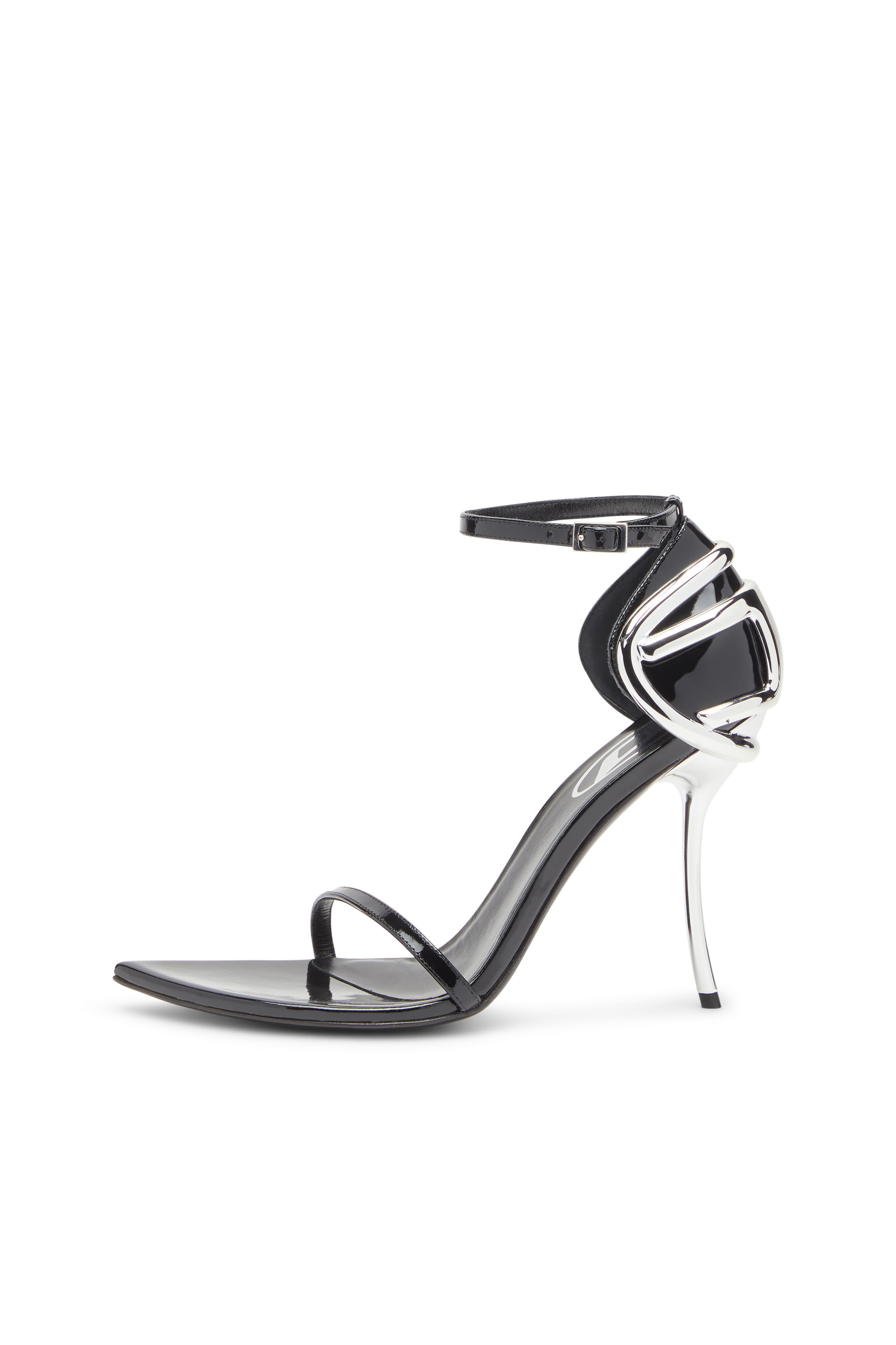 D-TEN&HALF SANDAL, Black Diesel - D-TEN&HALF SANDAL, Woman's D-Ten&Half-Stiletto sandals in patent leather and satin in Black - 7