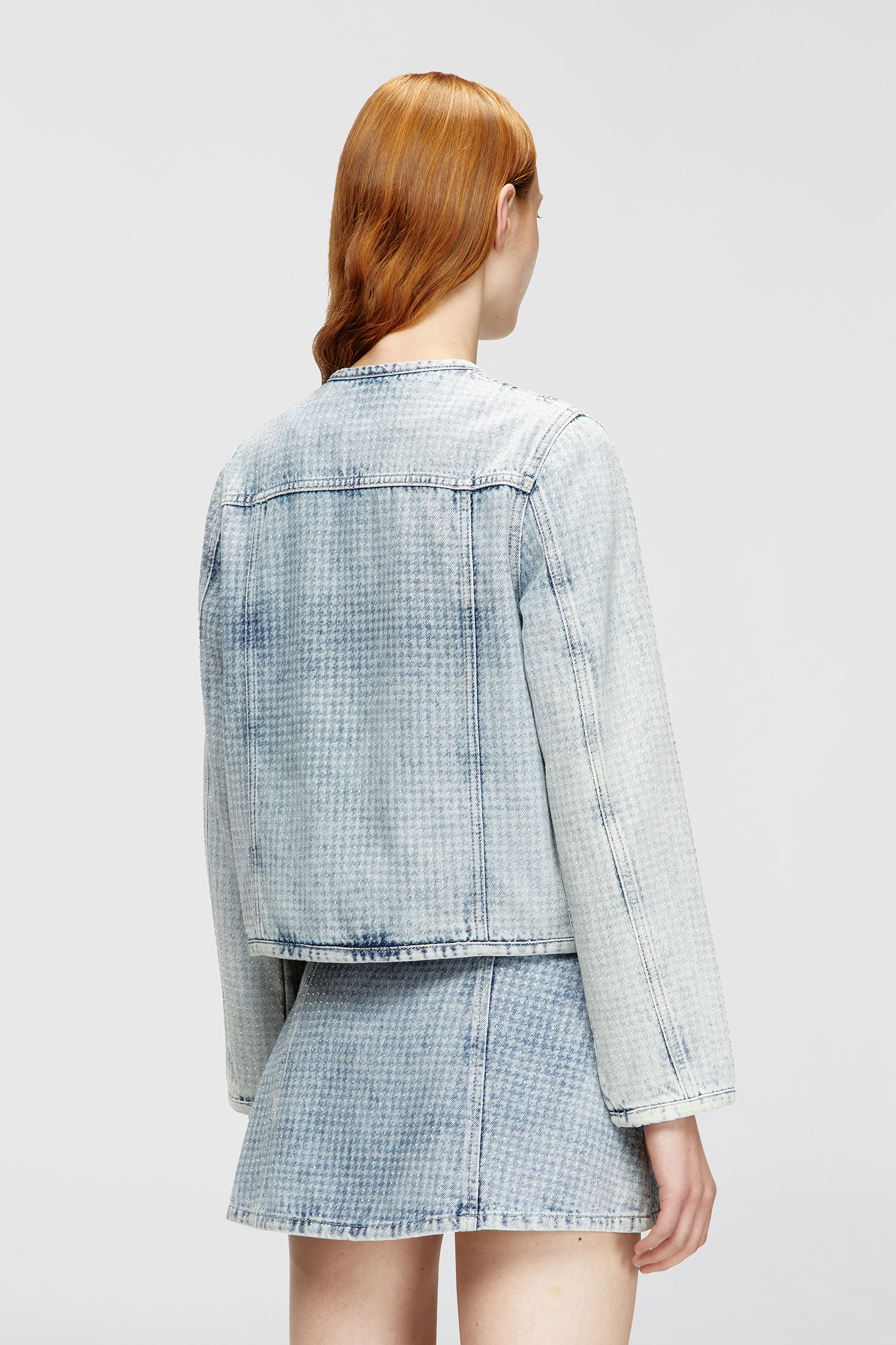 Diesel - DE-GRAFY-S, Woman's Jacket in graphic denim with crystals in Light Blue - 4