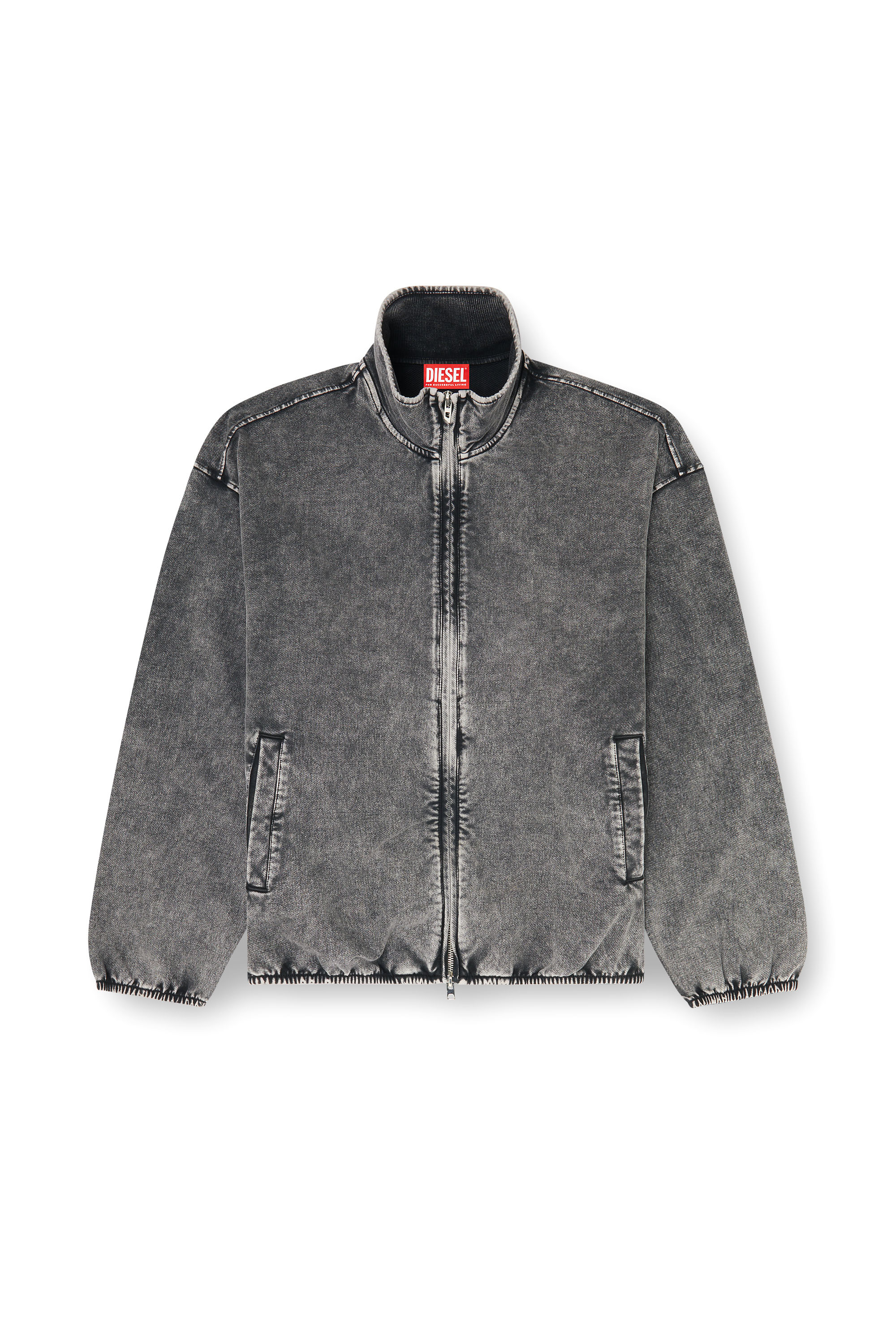 Diesel - S-CORSY, Man's Sweat jacket with denim effect in Grey - 2