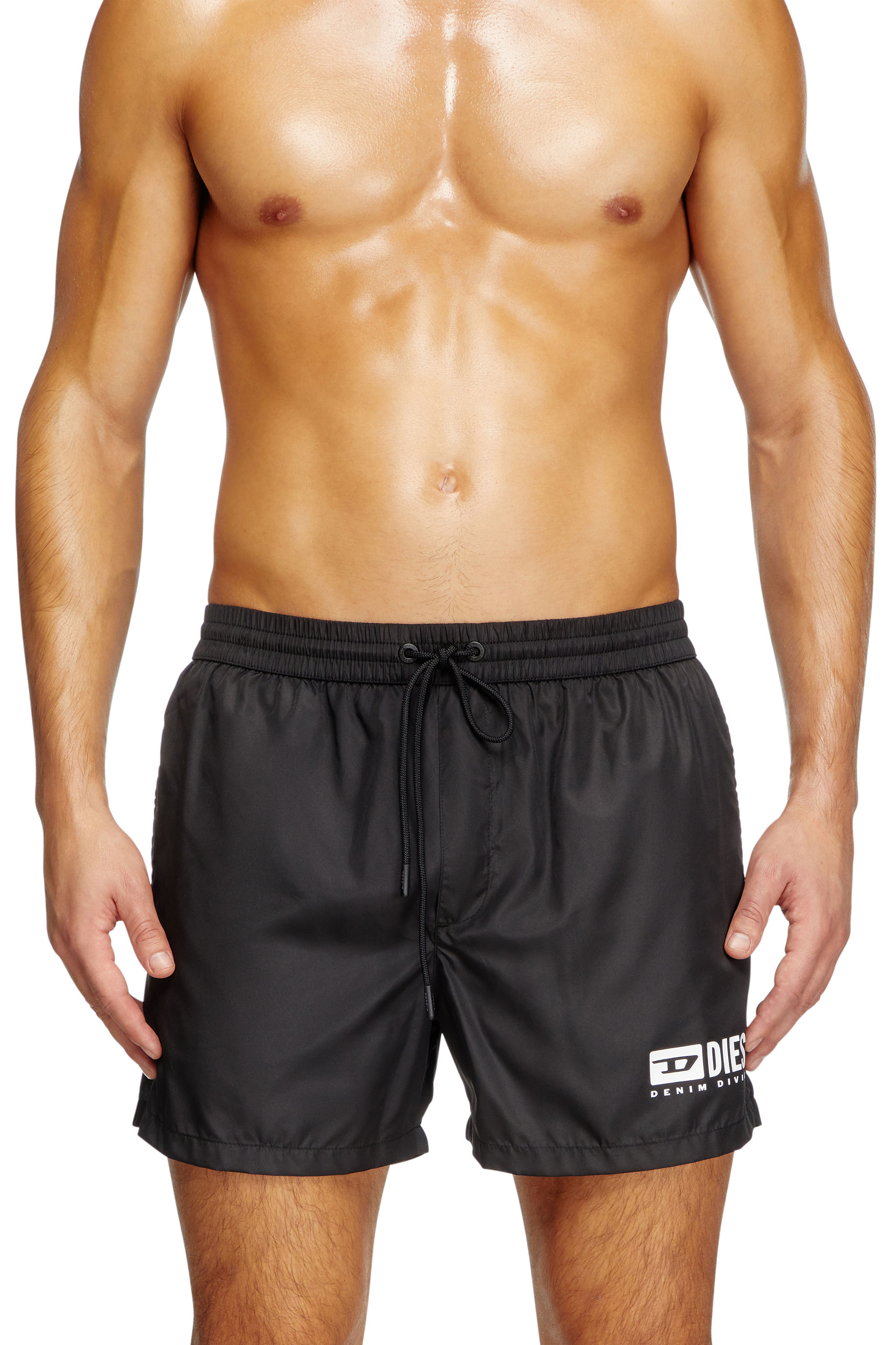 Diesel - KEN-37-D-BOX, Man's Mid-length swim shorts with logo print in Black - 1