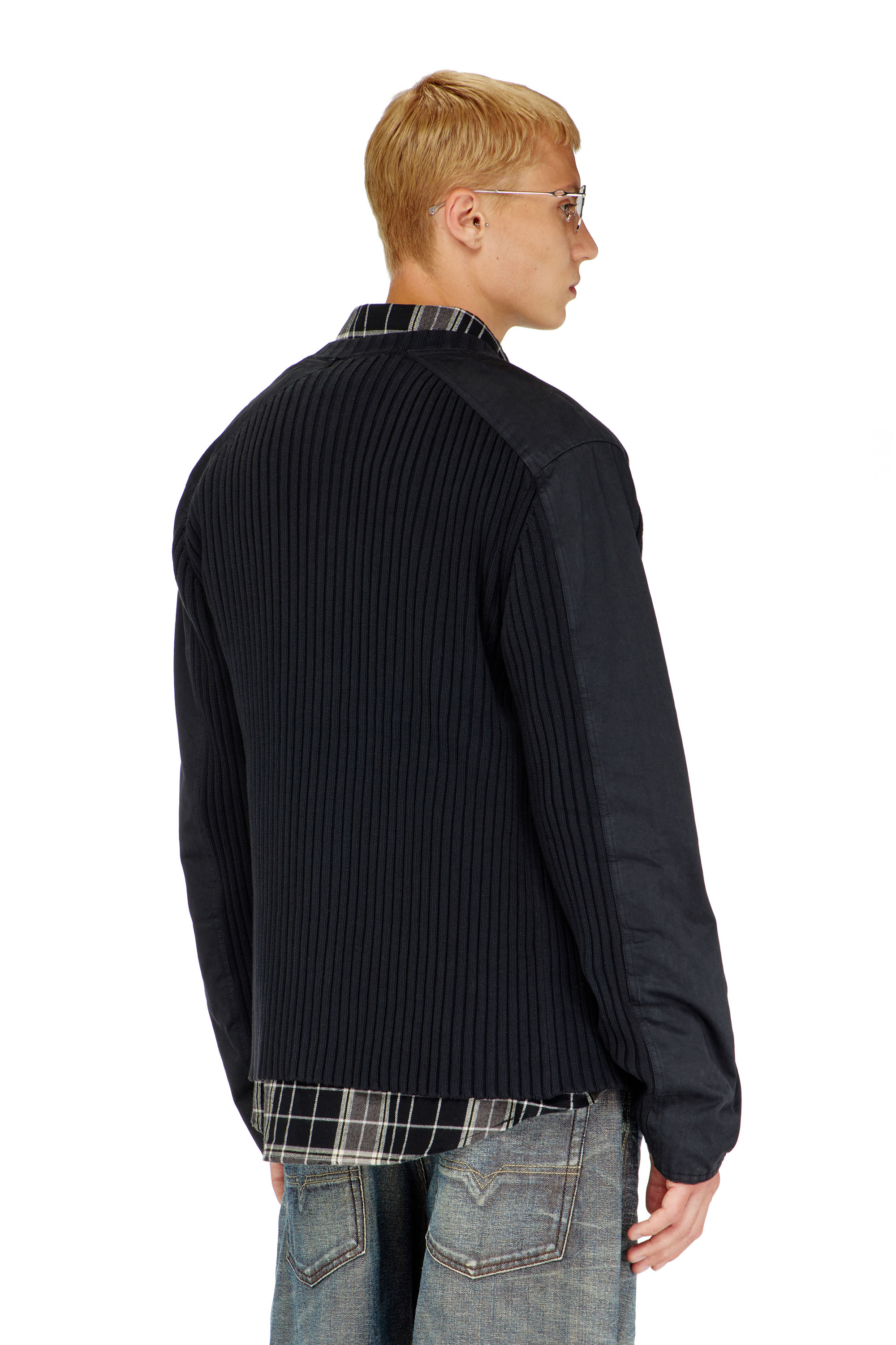 Diesel - K-MATTY, Man's Zipped cardigan with utilitarian panels in Black - 4