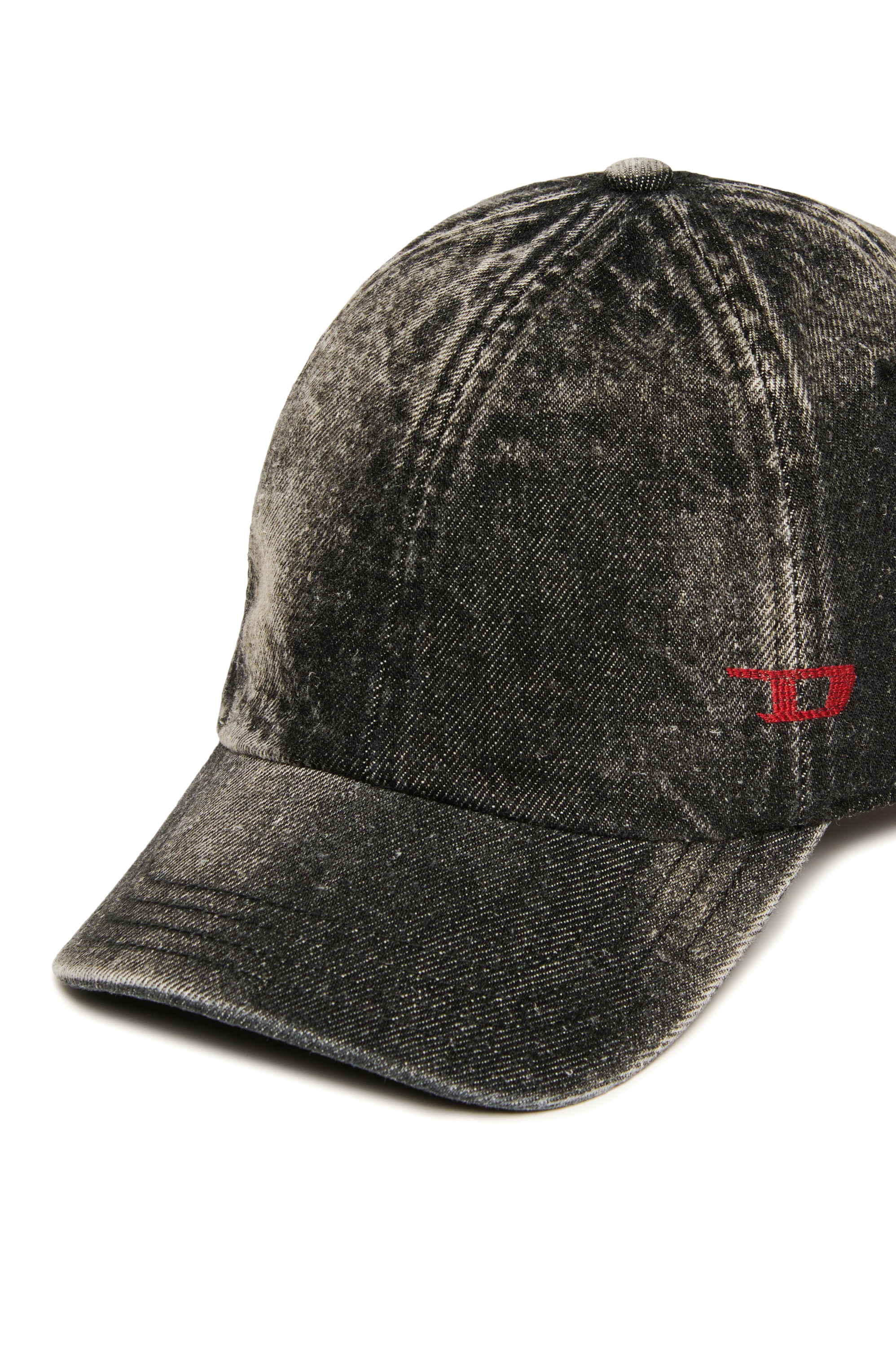 Diesel - FCLUPUS, Unisex's Faded denim baseball cap with D logo in Black - 3