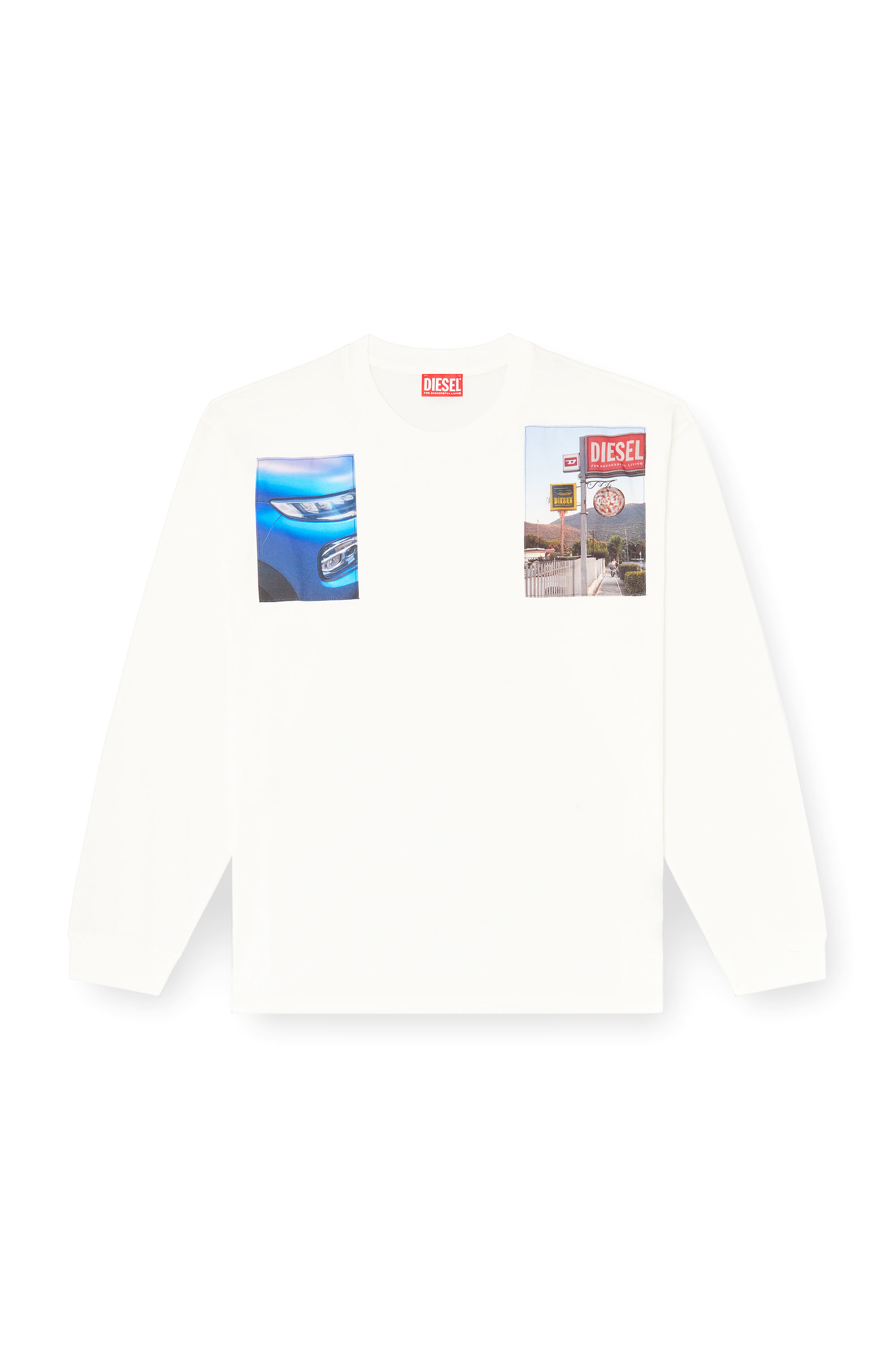 Diesel - T-BOXT-LS-T5, Man's Long-sleeve T-shirt with logo photo patches in White - 3