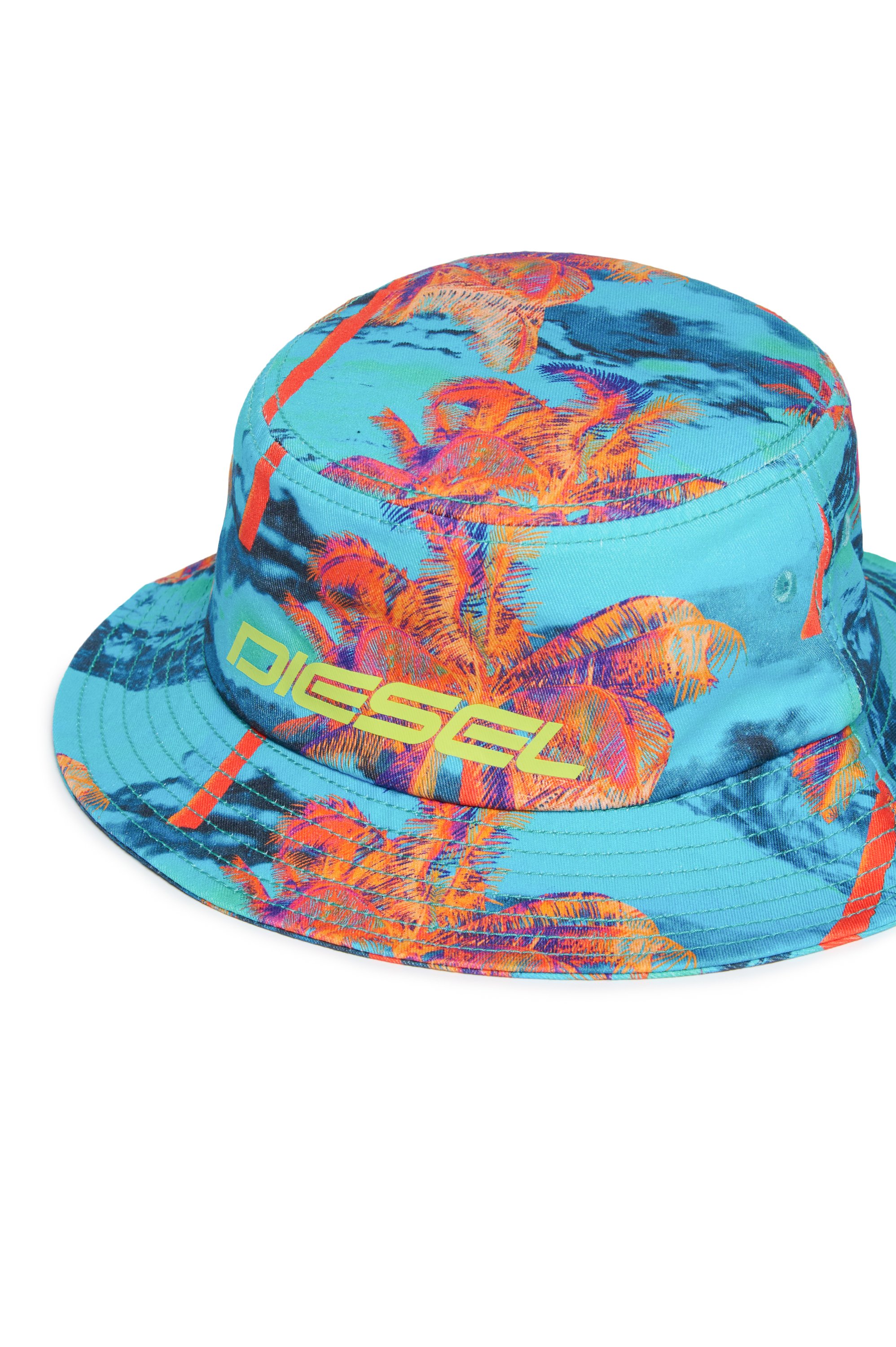 Diesel - FRING, Unisex's Bucket hat with palm tree print in Multicolor/Blue - 3