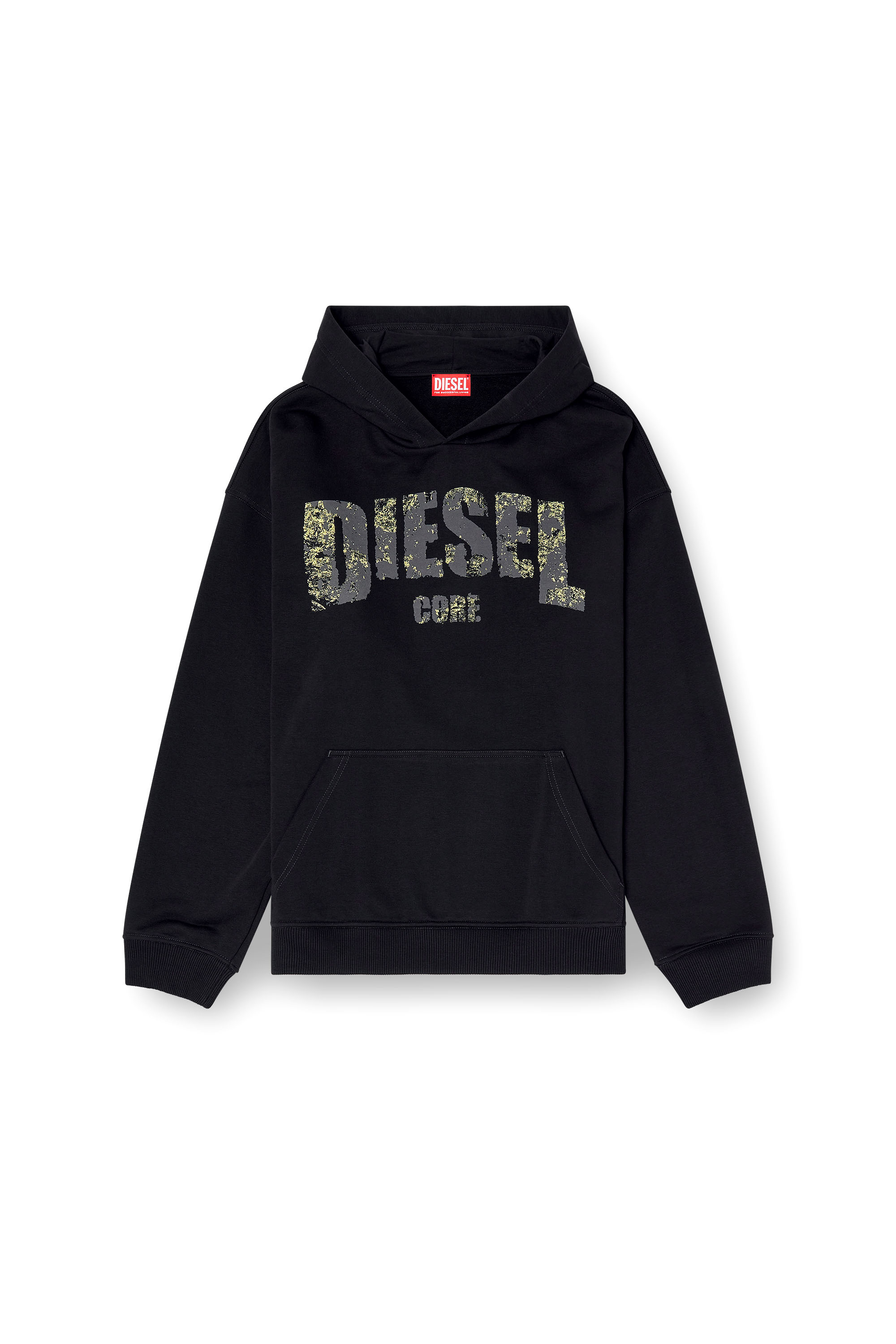 Diesel - S-BOXT-HOOD-R13, Man's Hoodie with destroyed-effect logo print in Black - 3