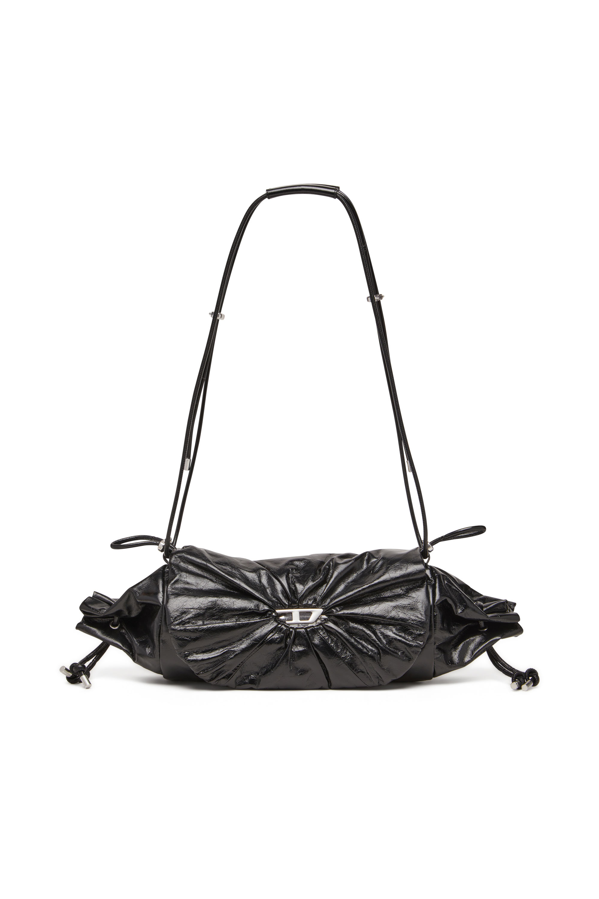 Diesel - SCRUNCH-D SHOULDER M, Woman's Scrunch-D M-Borsa a spalla in pelle lucida in Black - 1