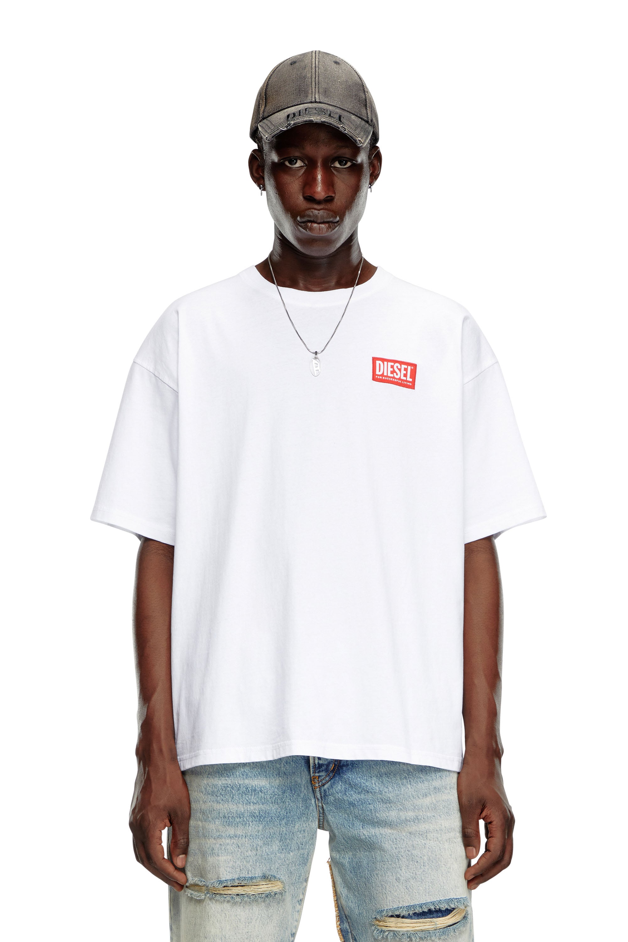 Diesel - T-BOXT-LAB, Man's T-shirt with jacquard logo patch in White - 3