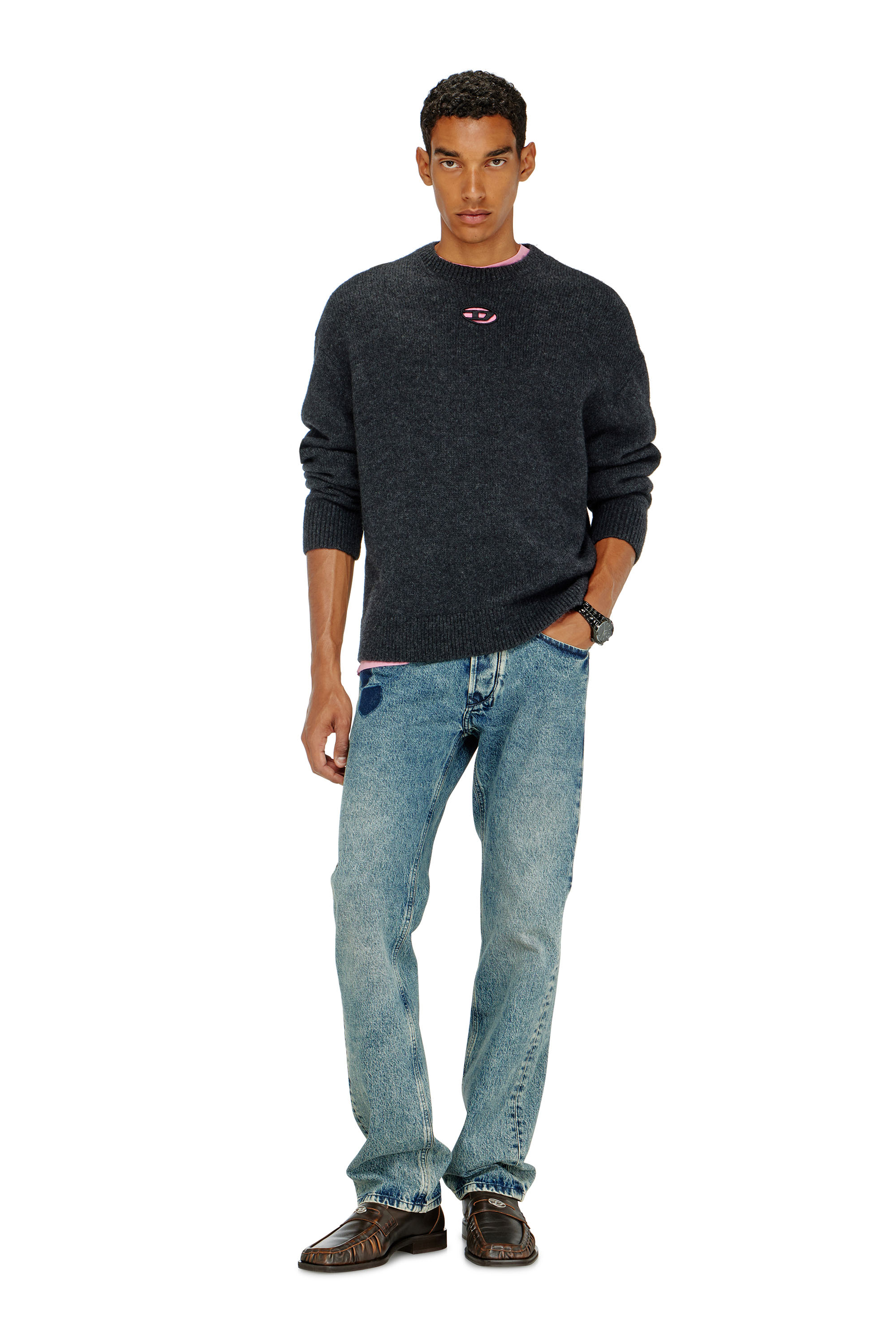 Diesel - K-AREESO, Man's Jumper in wool and alpaca blend in Black - 1