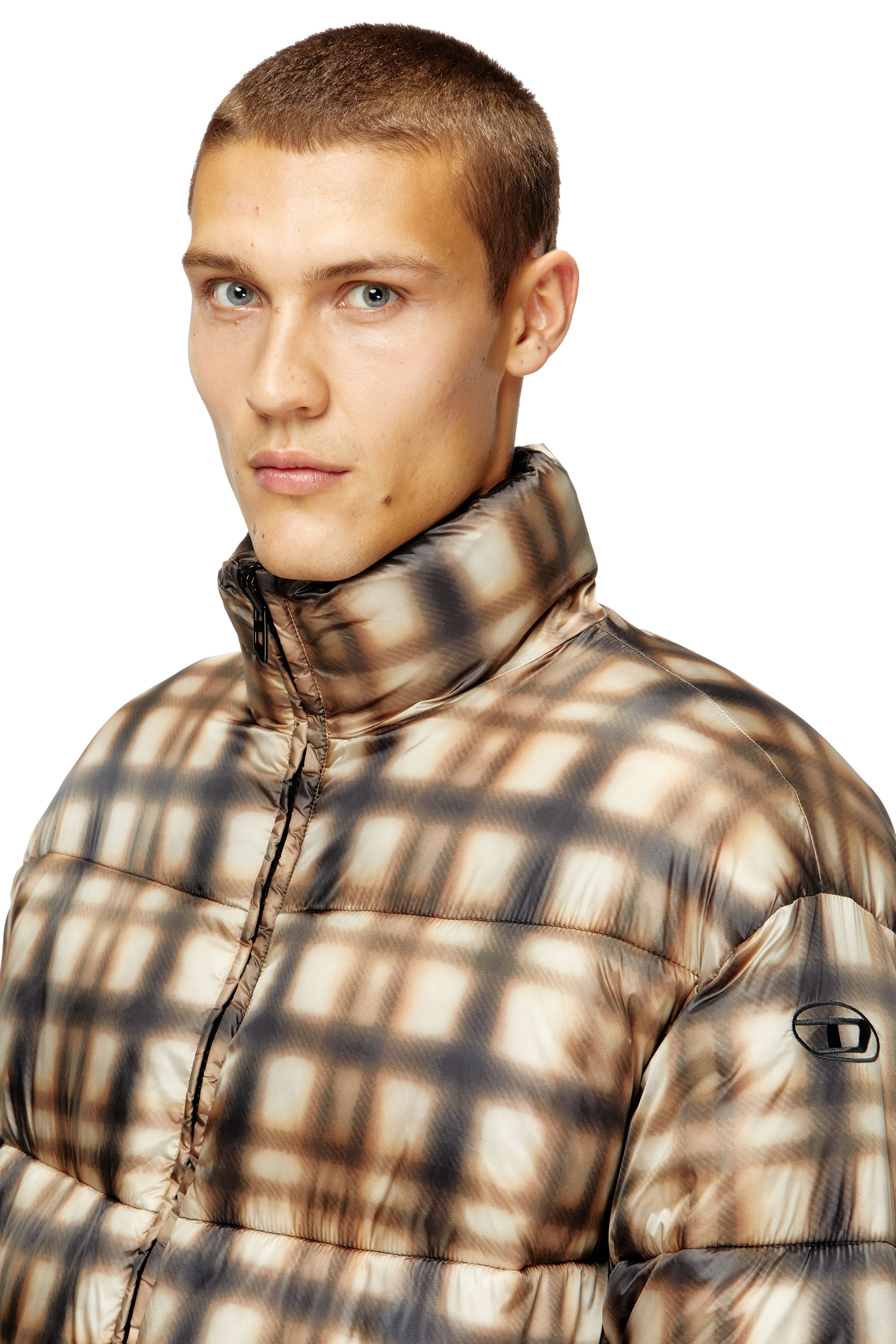 W-BOURBON-ENBM, Black/Beige Diesel - W-BOURBON-ENBM, Man's Reversible padded bomber jacket in Black/Beige - 5