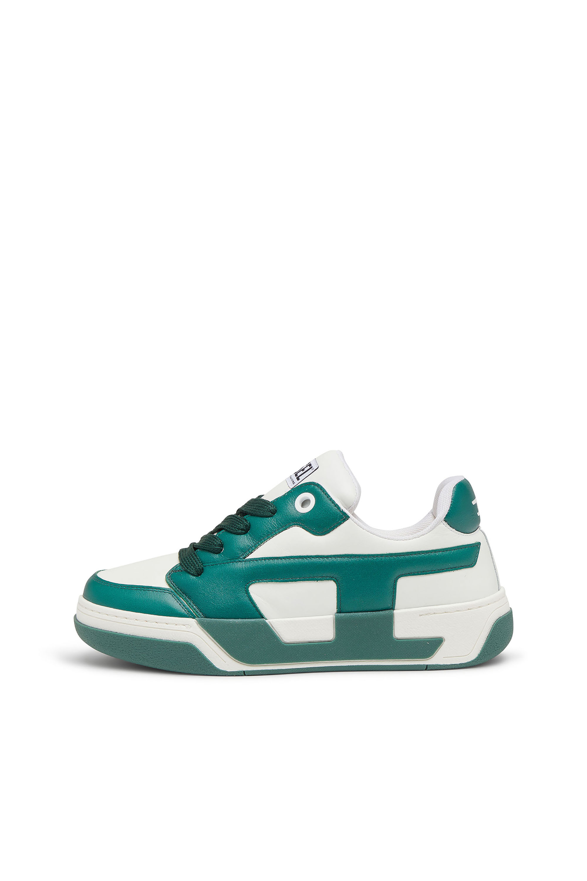 Diesel - S-D-OLLIE LOW, Man's D-Ollie-Sneakers in colour-block leather in White/Green - 8