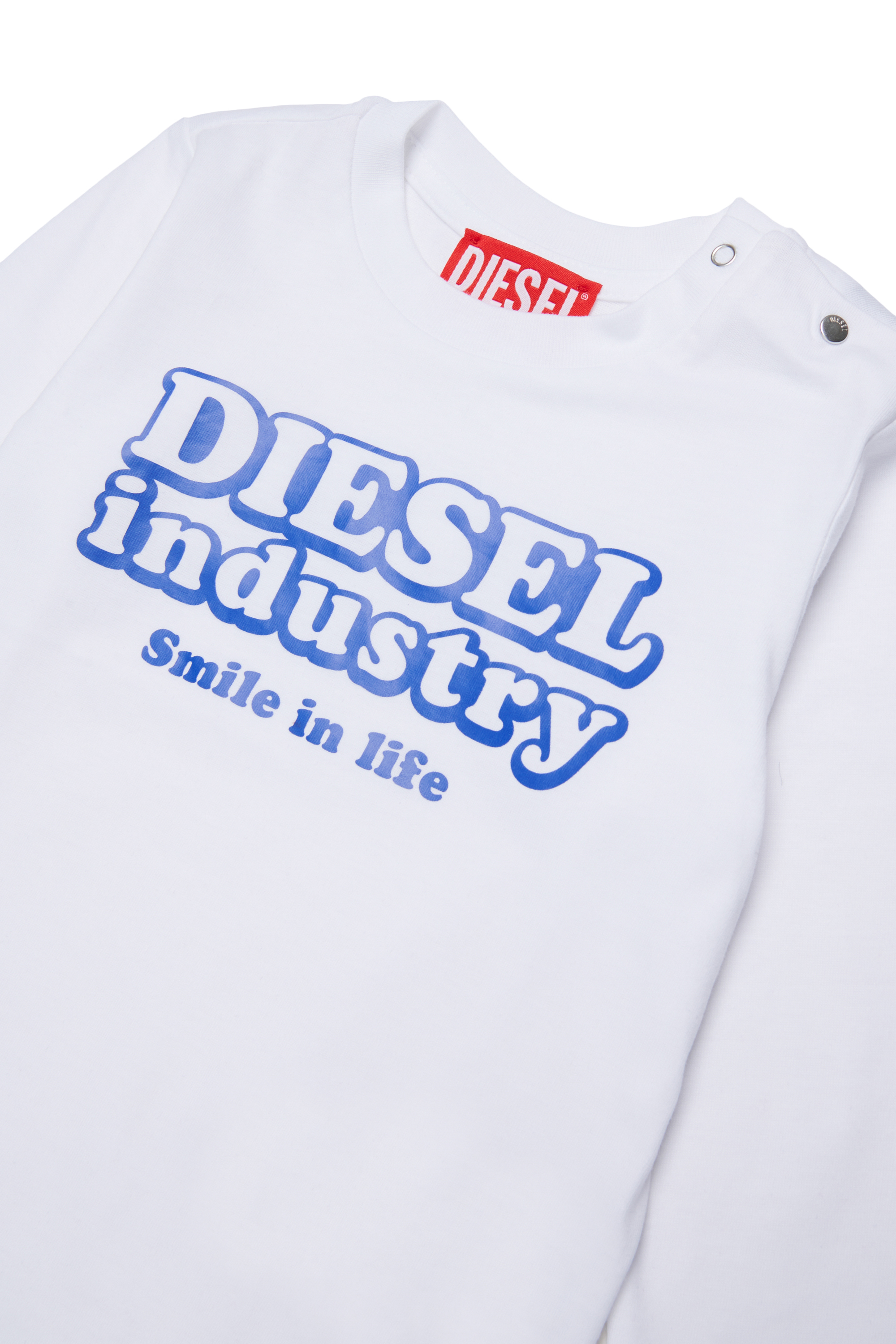 Diesel - TLODIMB, Man's Long-sleeve T-shirt with Diesel Industry print in White - 3