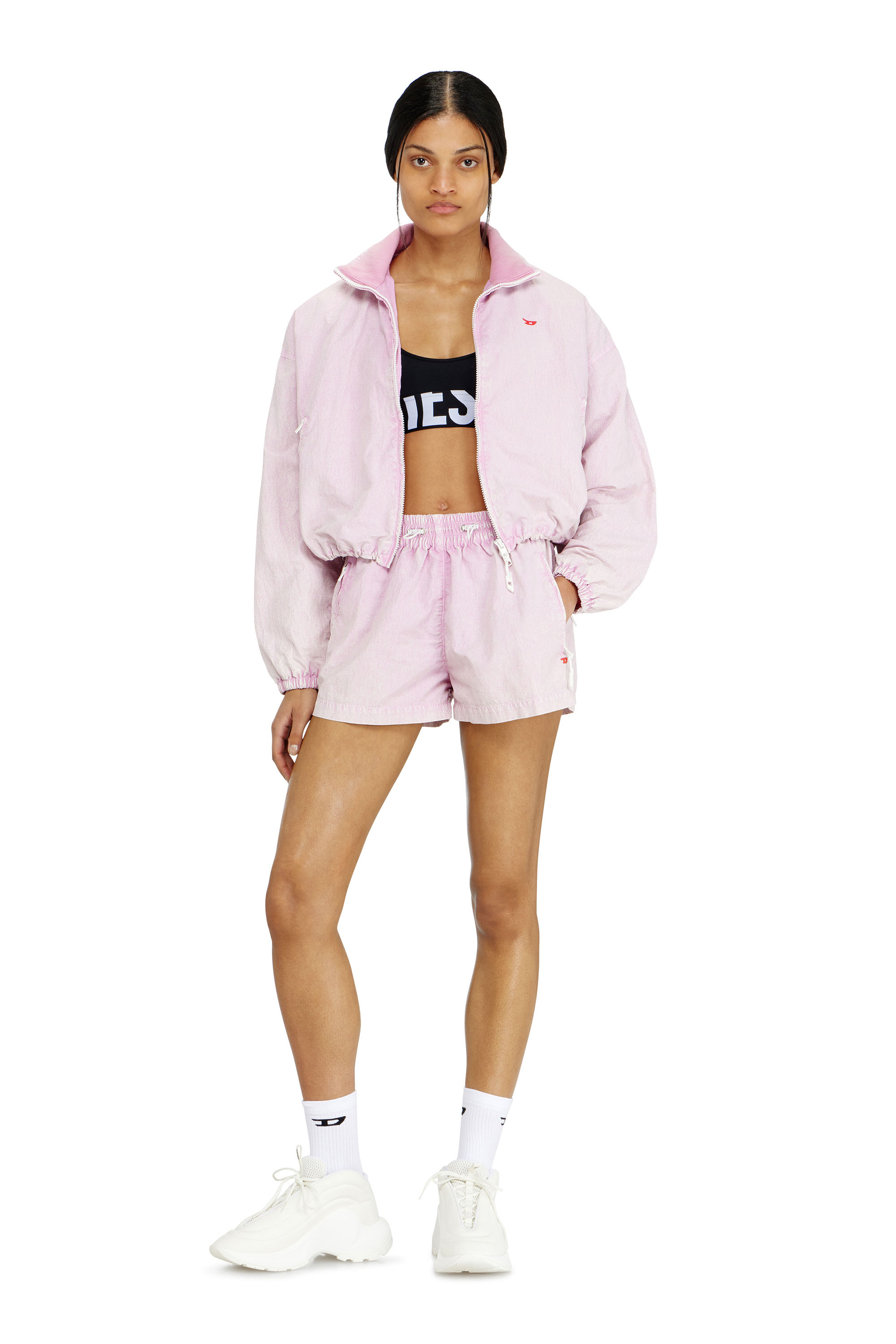 Diesel - ALLISON-D-POP, Woman's Microfibre sports bra with cut-off logo in Black - 4