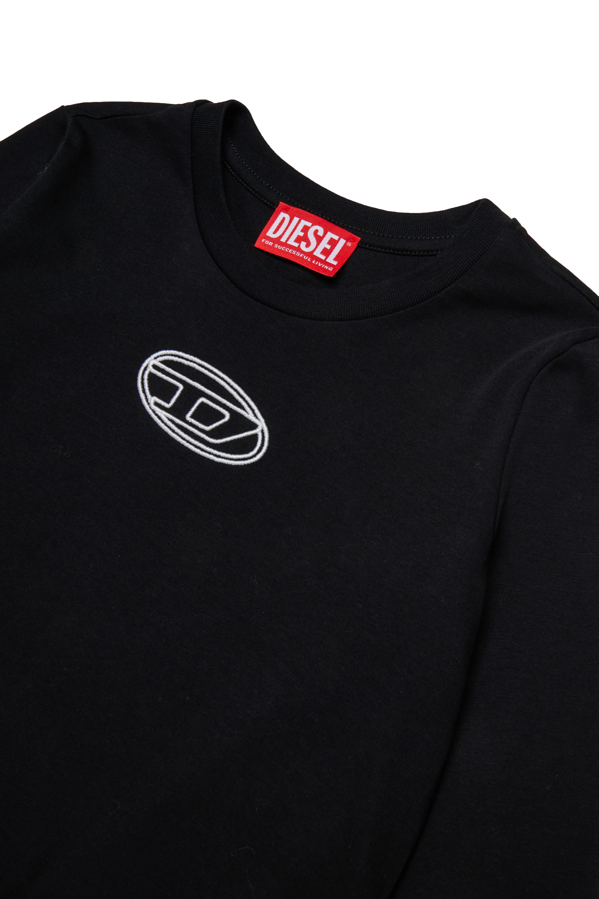 Diesel - TIVALSYLS, Woman's Cotton t-shirt with embroidered logo in Black - 3