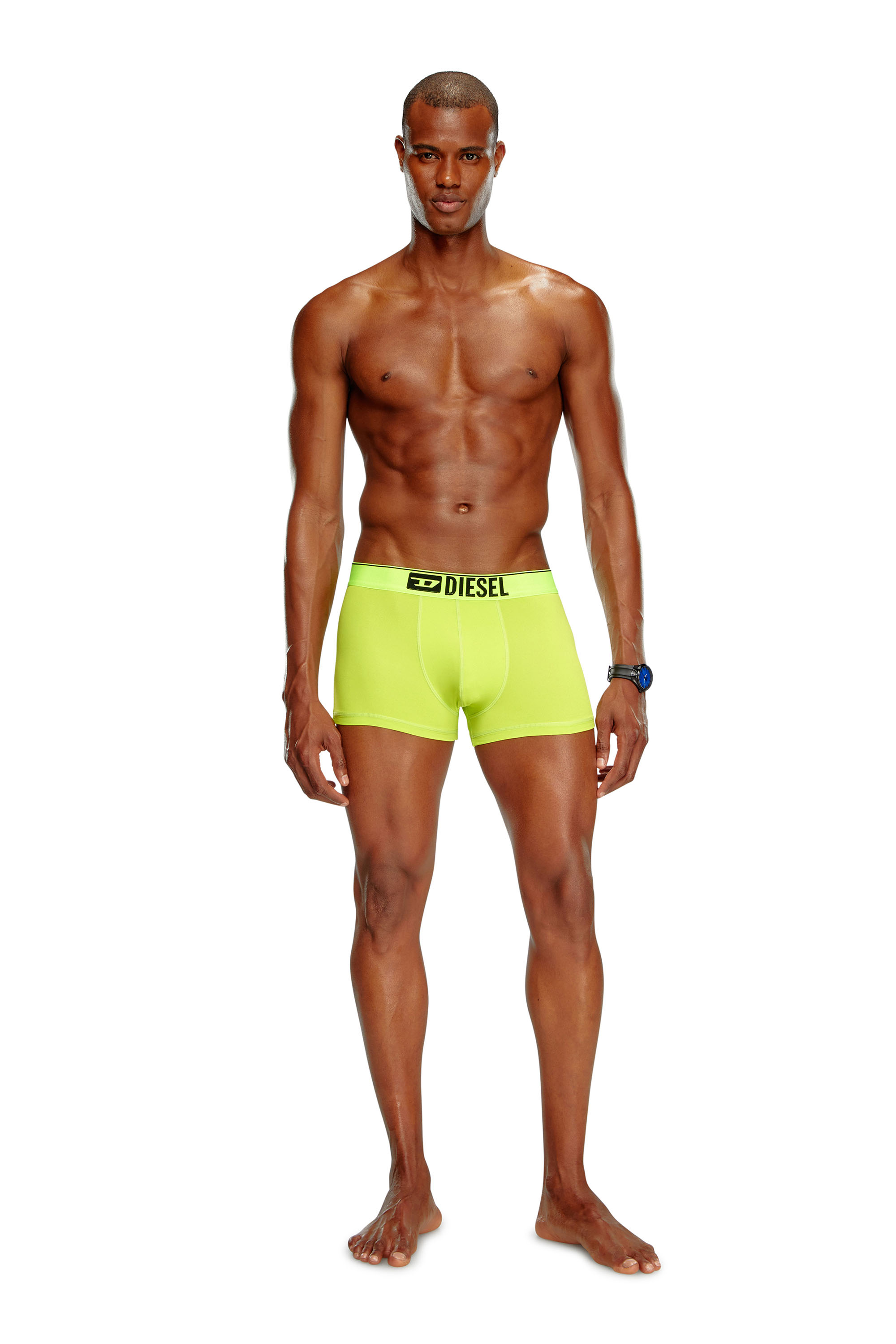 Diesel - UMBX-DAMIEN-CUT, Man's Microfibre boxer briefs with logo waist in Yellow Fluo - 1