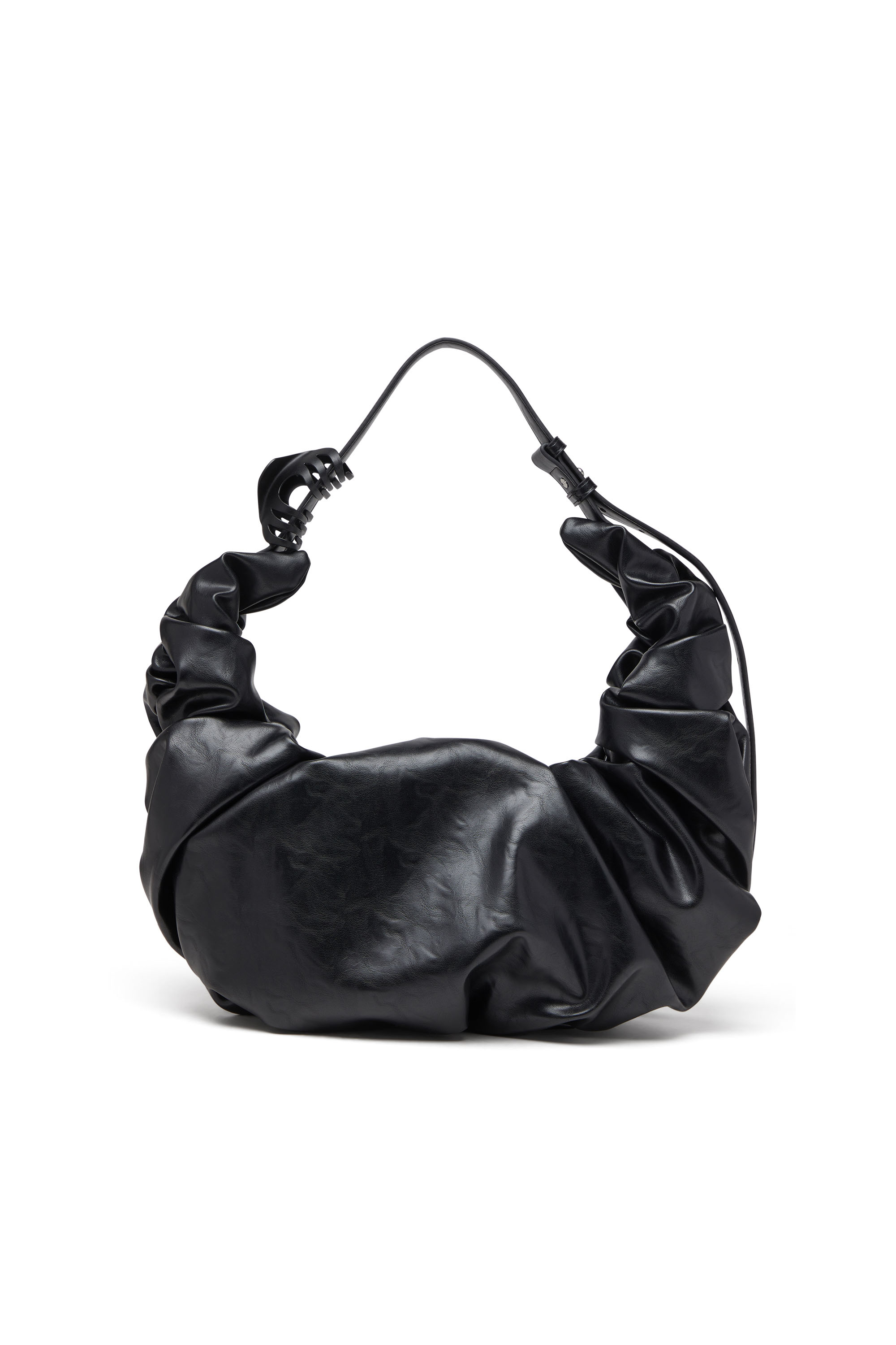 GRAB-D HOBO L, Black Diesel - GRAB-D HOBO L, Woman's Grab-D L-Large scrunched hobo bag in shiny PU in Black - 2