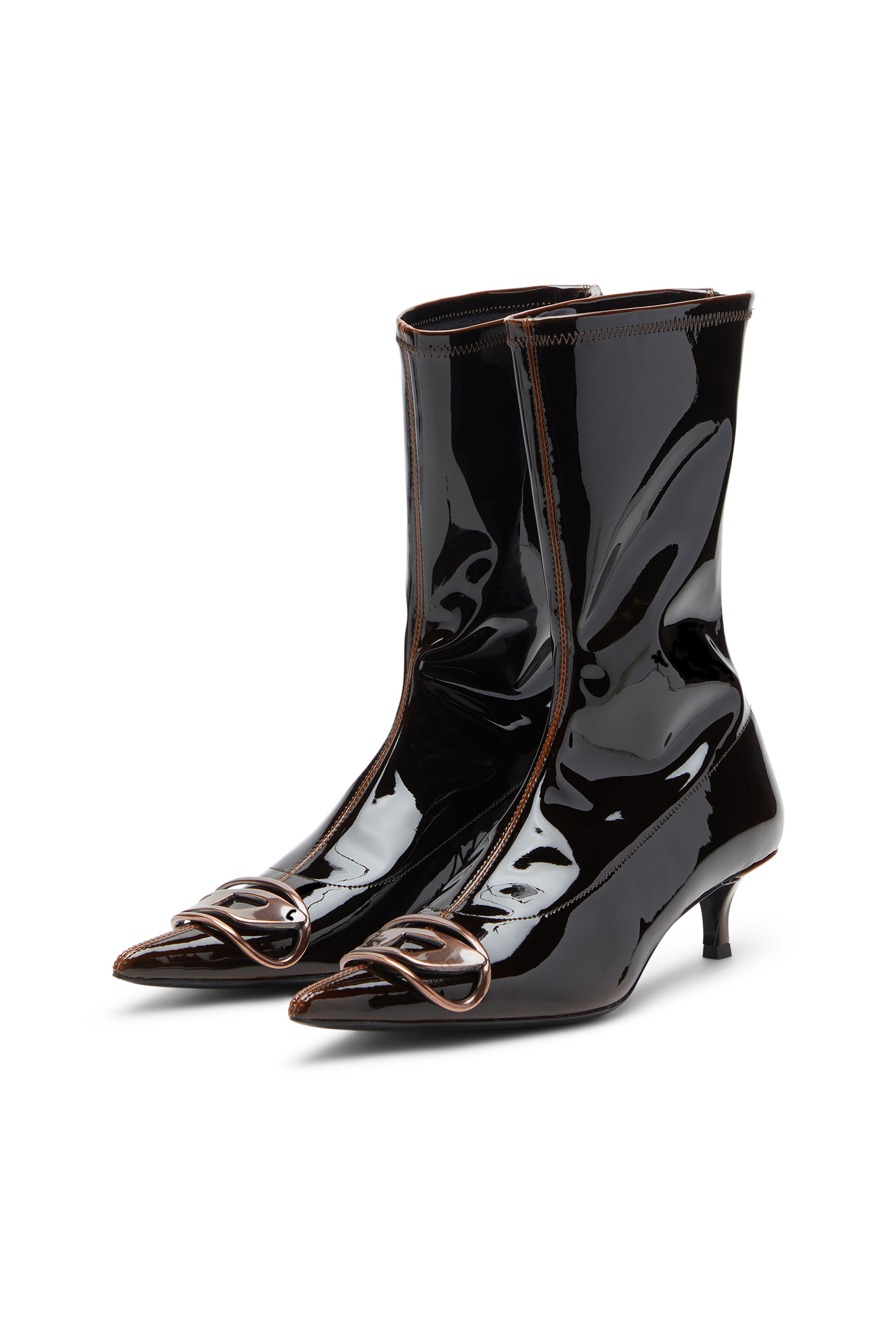 D-VENUS KITTIE BT, Blue/Brown Diesel - D-VENUS KITTIE BT, Woman's D-Venus-Ankle boots in liquid PU in Blue/Brown - 7