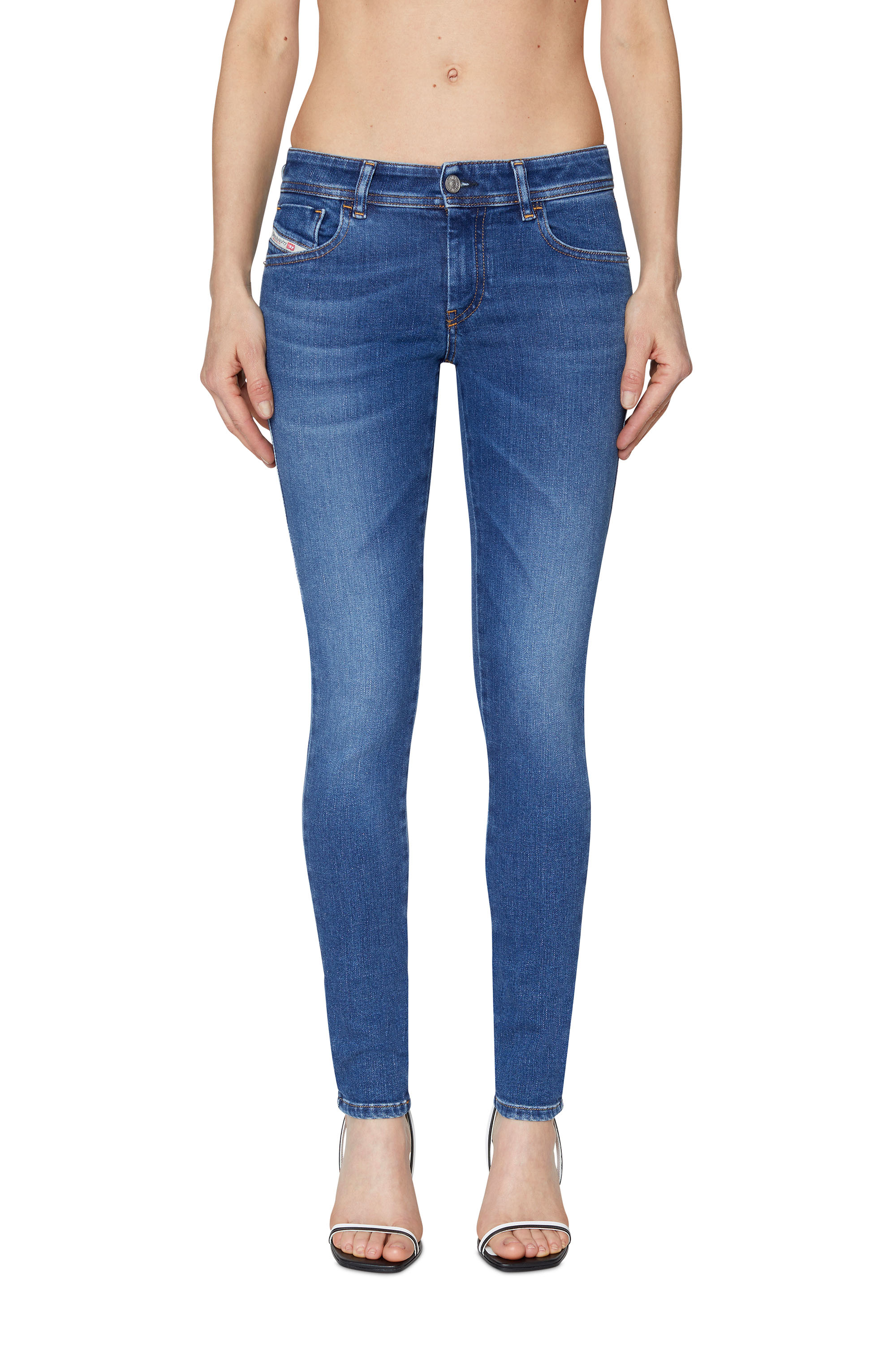 Diesel - 2018 Slandy low 09C21 Super skinny Jeans, Medium blue - Image 1