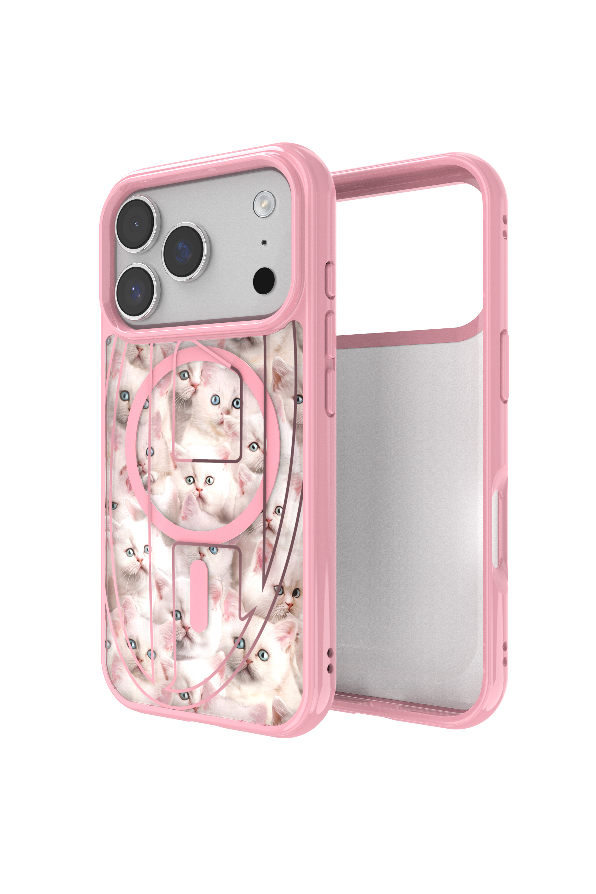 Diesel - 60425 AOP CASE, Unisex's Oval D cats case with magsafe for iPhone 17 Pro in Pink - 1