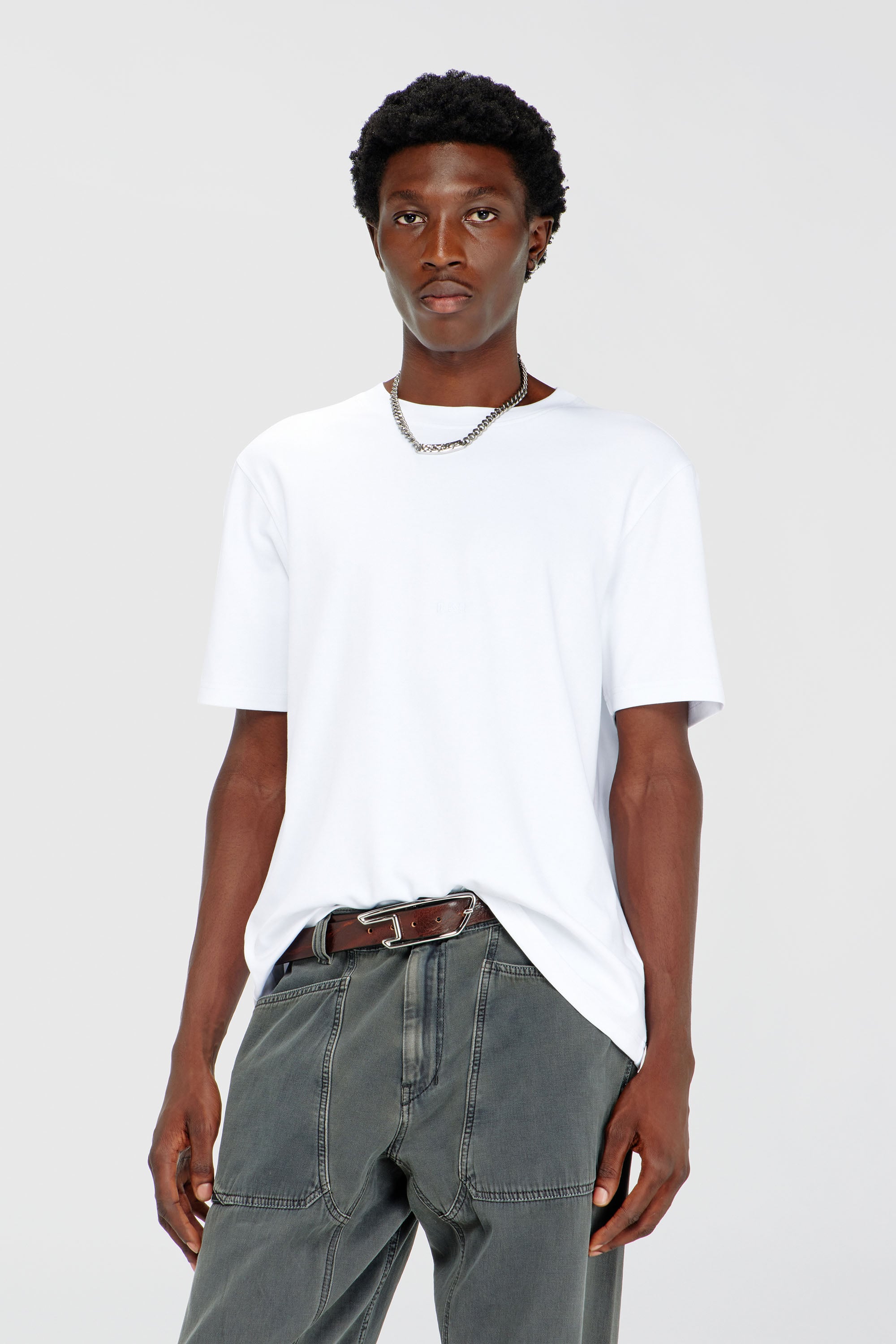 Diesel - T-ADJUST-AA2, Man's Cotton-interlock T-shirt with logo embroidery in White - 3