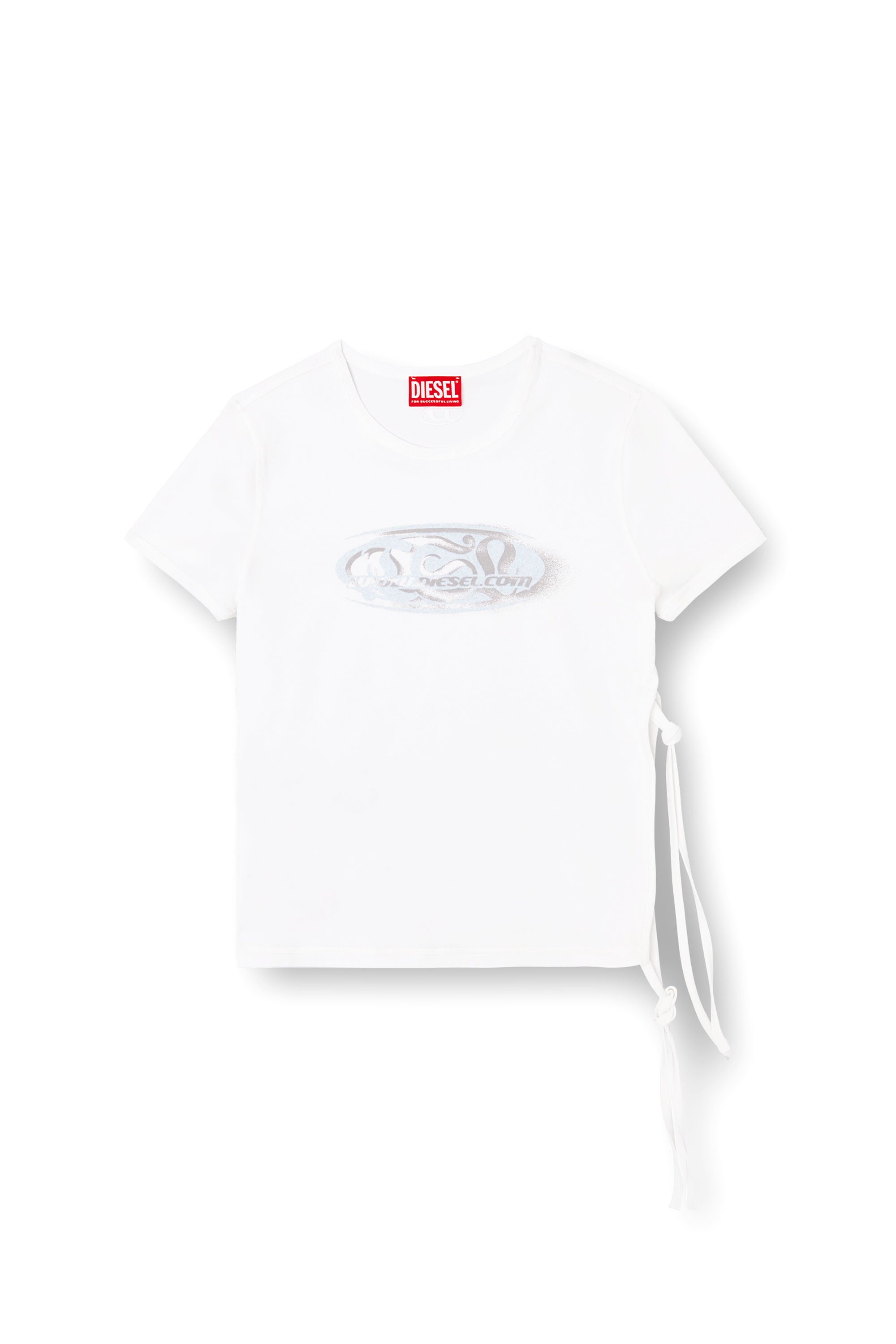 Diesel - T-LAYA, Woman's Tie-side T-shirt with logo graphic in White - 2