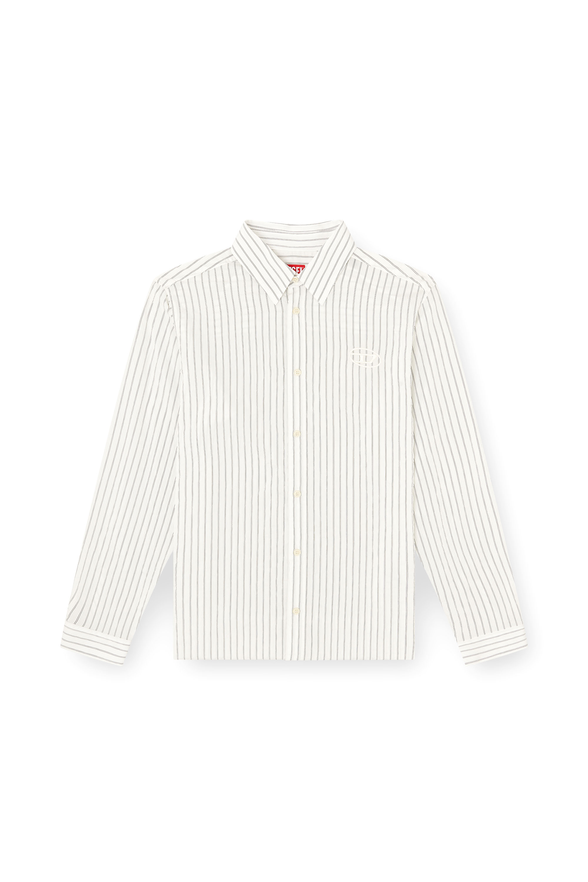 Diesel - S-SIMPLY-GSBG, Man's Wool blend shirt with Oval D embroidery in Grey/White - 2