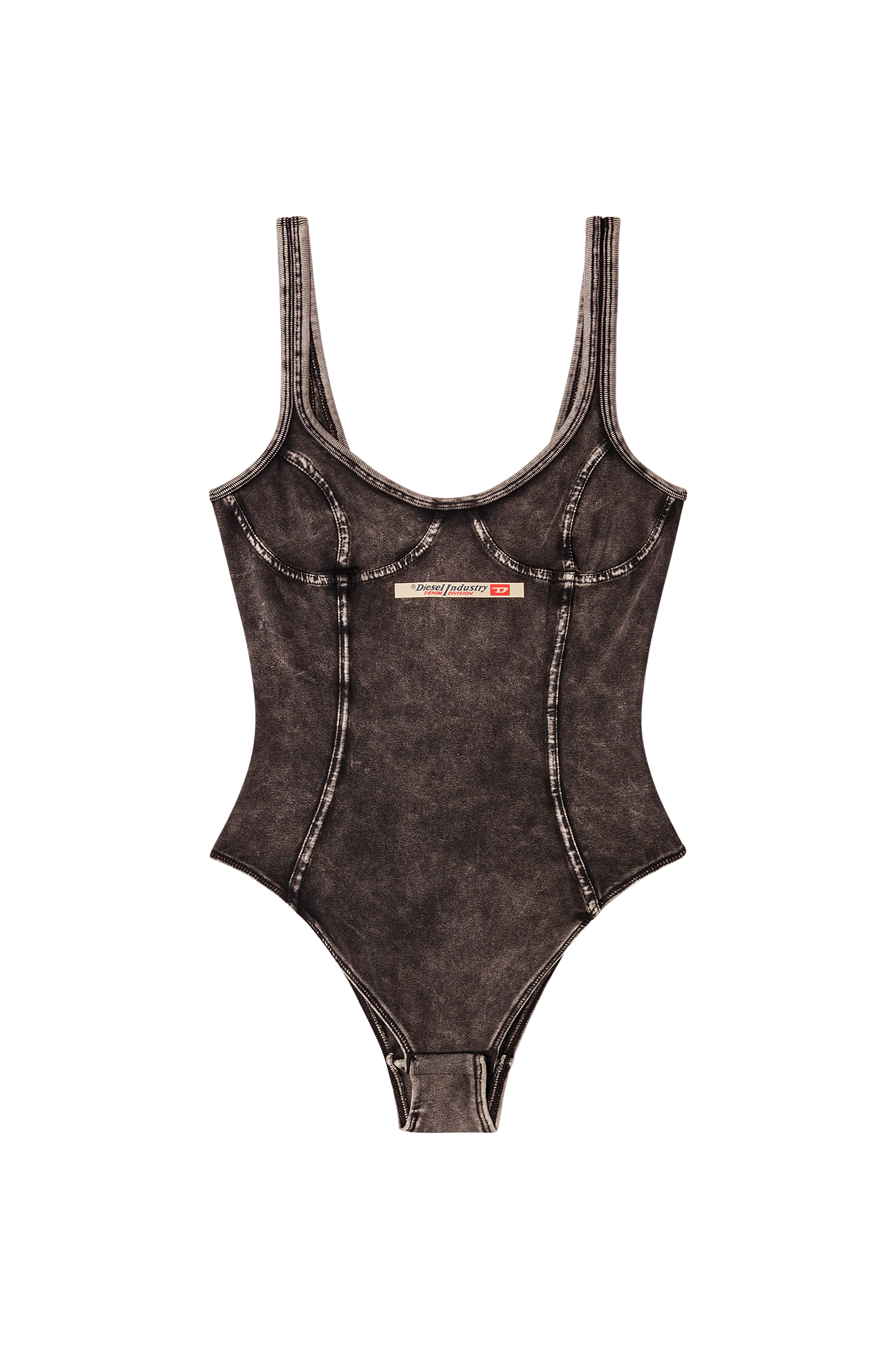 Diesel - CAMI-DNM, Woman's Bodysuit in denim-effect jersey in Black - 2